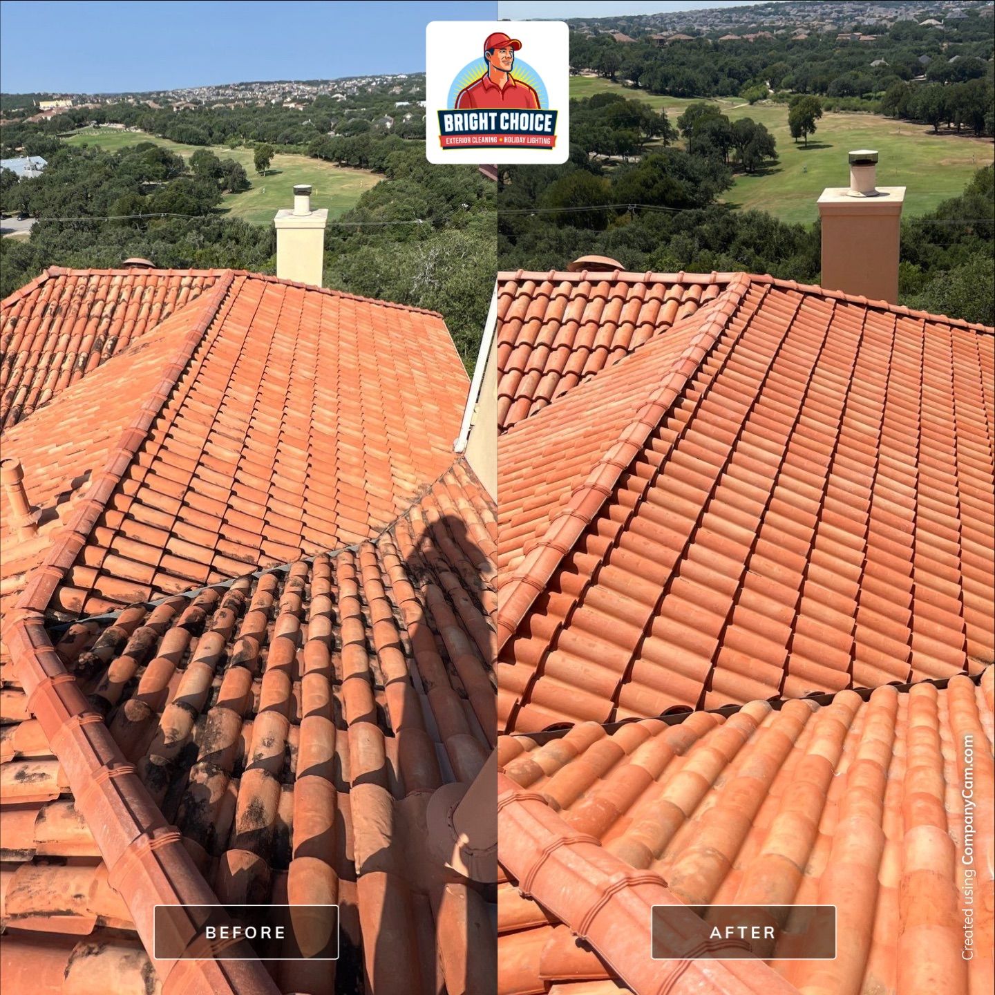 Tile Roof Wash Project in San Antonio by Bright Choice