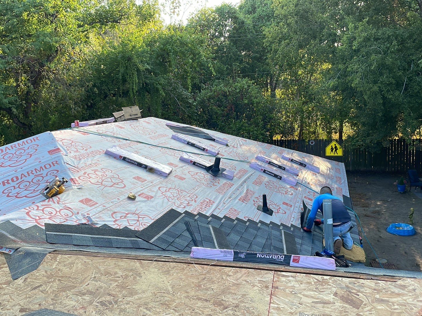 Residential Roofing Installation using Owen's Corning Duration (Lifetime) Shingles by Roof Repair Company