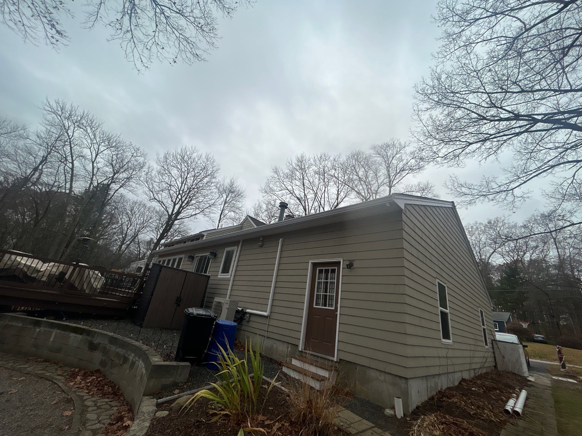 Chelmsford Garage Gutter System with French Drain Integration by Mighty Dog Roofing of Greater Middlesex County