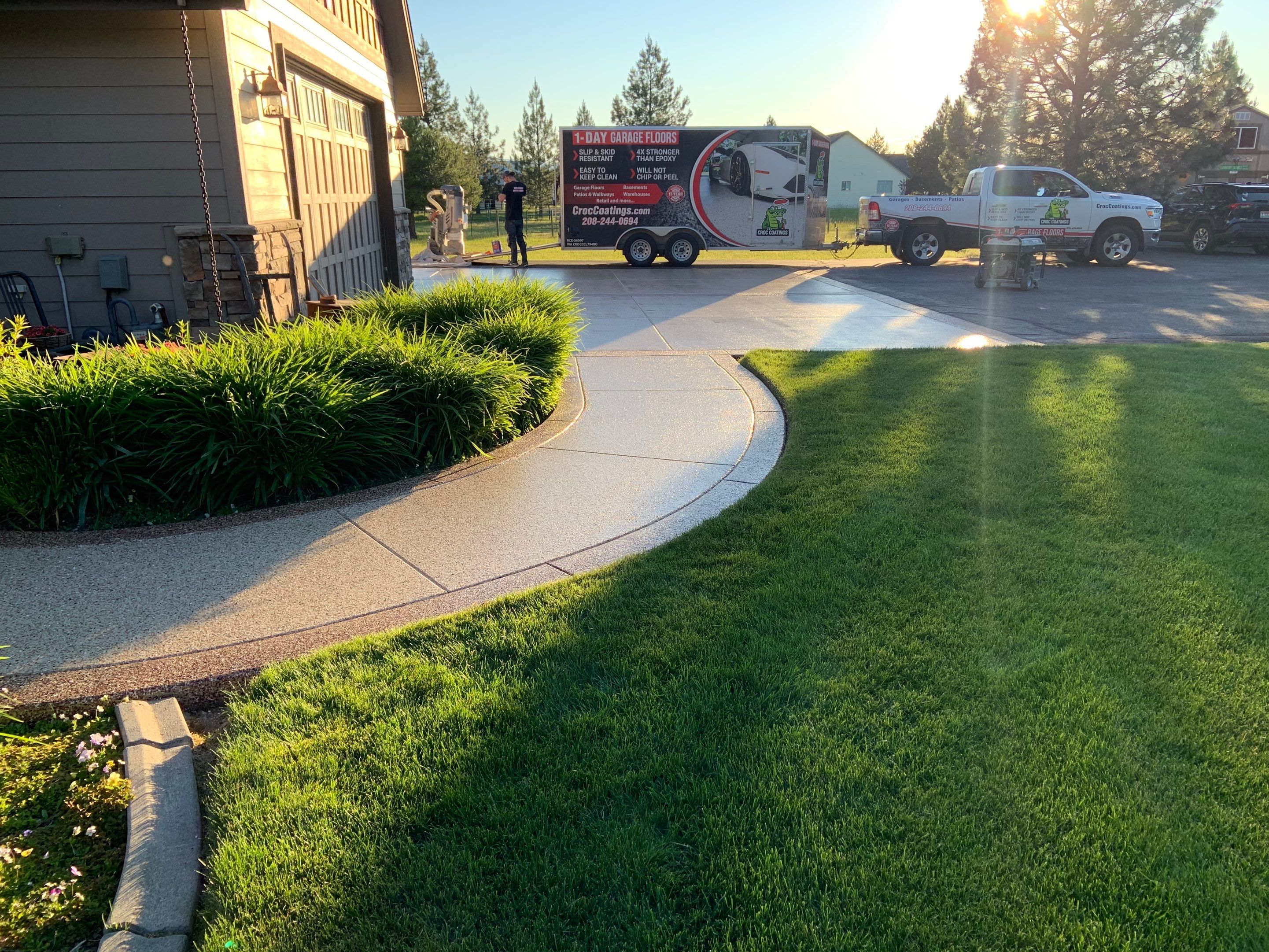 Driveway using Pecan and Chestnut Trim by Croc Coatings, LLC