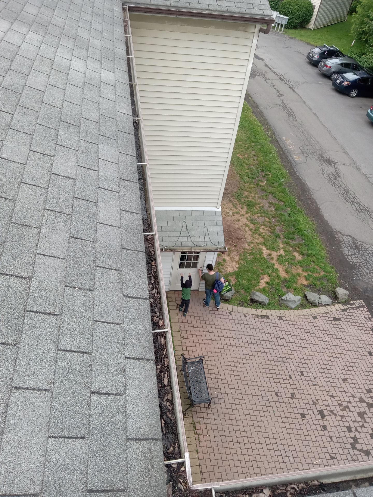 Commercial gutter cleaning Scranton & Wilkes-Barre, PA before photo with filled gutters