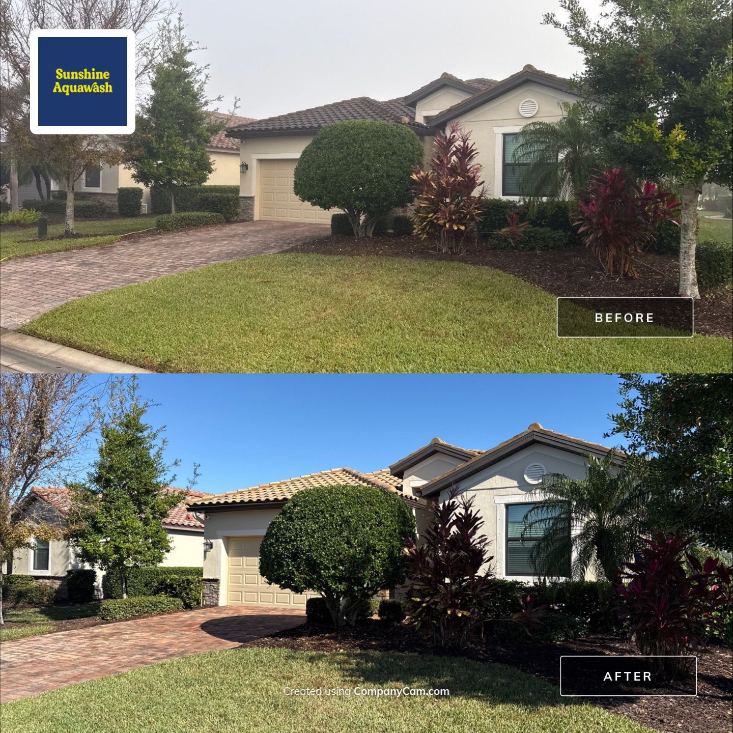 Barrel Tile Roof Cleaning & Paver Driveway Cleaning in River Strand at Heritage Harbour | Bradenton, FL by Sunshine AquaWash