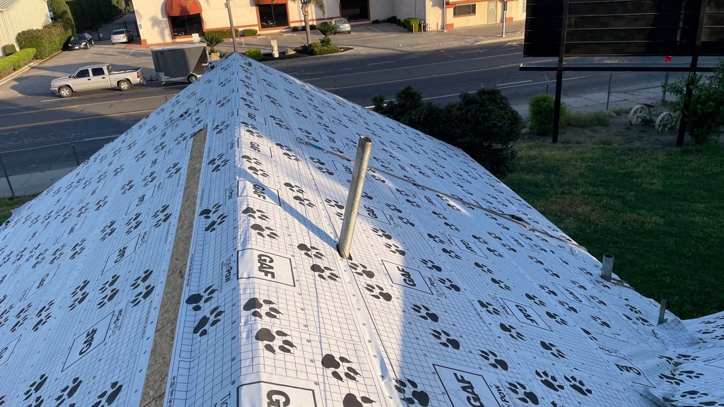 Certainteed Landmark Solaris shingle job at Merced Fairgrounds by Straight Edge Roofing Inc