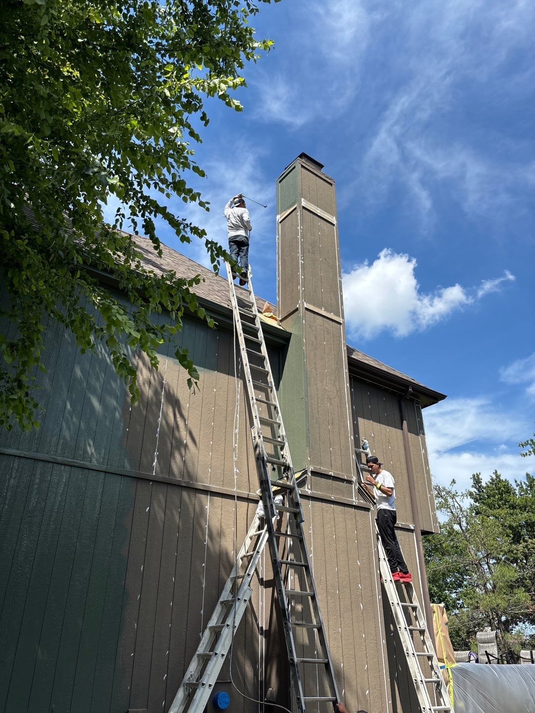 Exterior Painting and Wood Rot Repair for Overland Park Residence by Cougar Painting