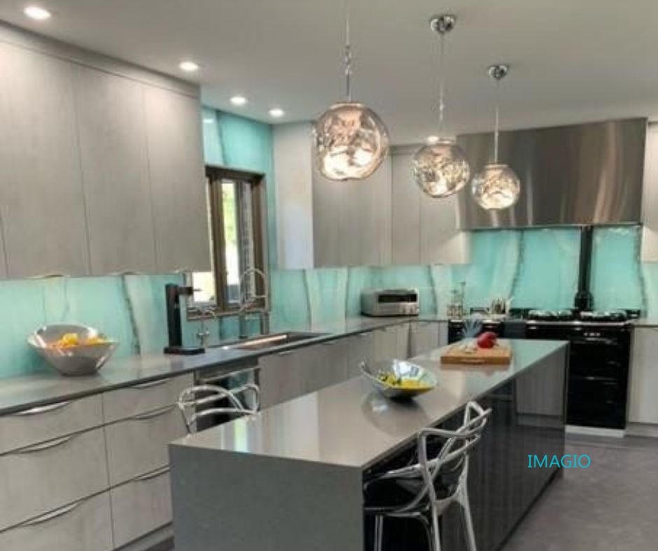 Kitchen Remodel using IMAGIO Solid Glass Backsplash by IMAGIO
