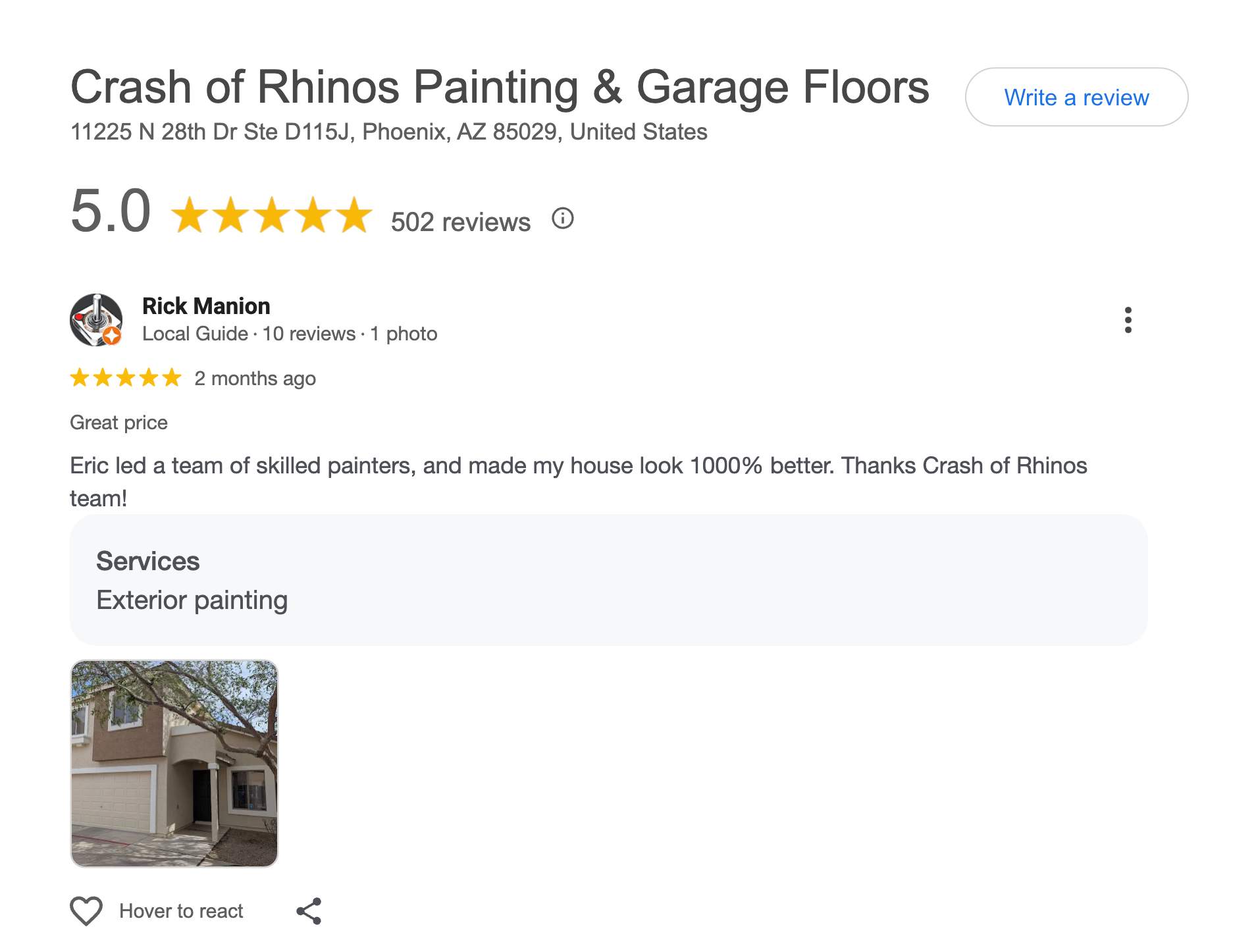 Exterior Painting - Gilbert by Crash of Rhinos Painting & Garage Floors