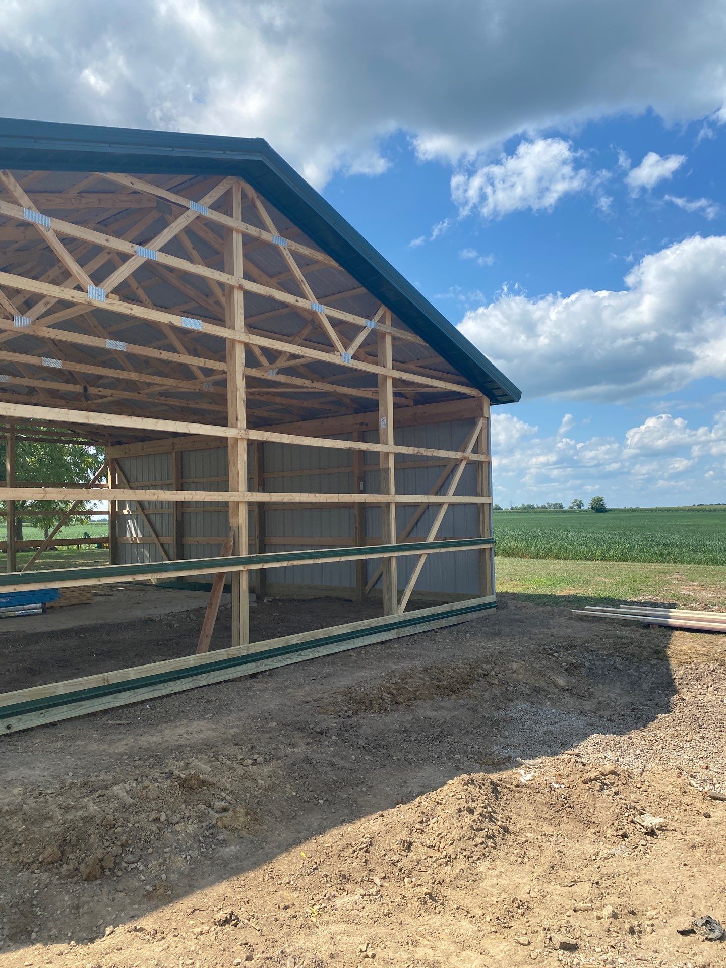 Multi-Bay Custom Pole Barn Construction in Arlington, Indiana by The Barn Builders 