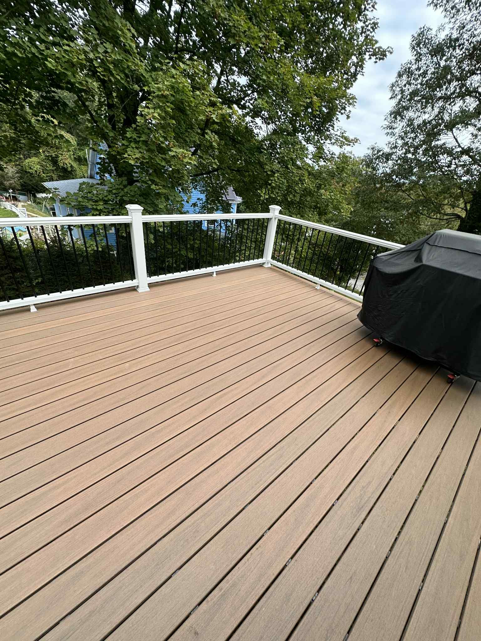Deck Replacement Using Trex Lineage Jasper, Transcend White Railings by DiGiorgi Roofing and Siding Inc