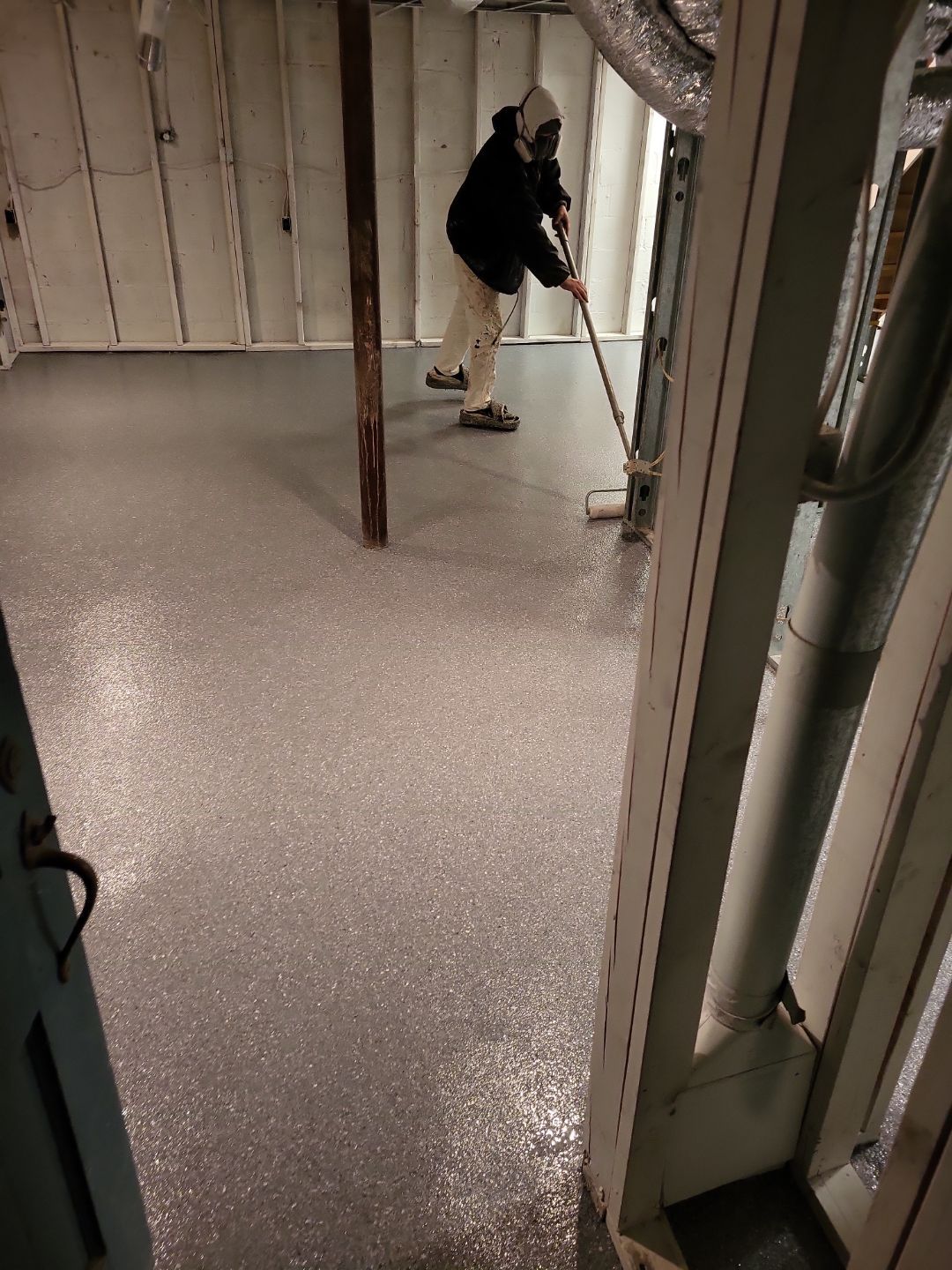 Basement Concrete Floor Coating with Penntek Flake System by Spectrum Painting, LLC