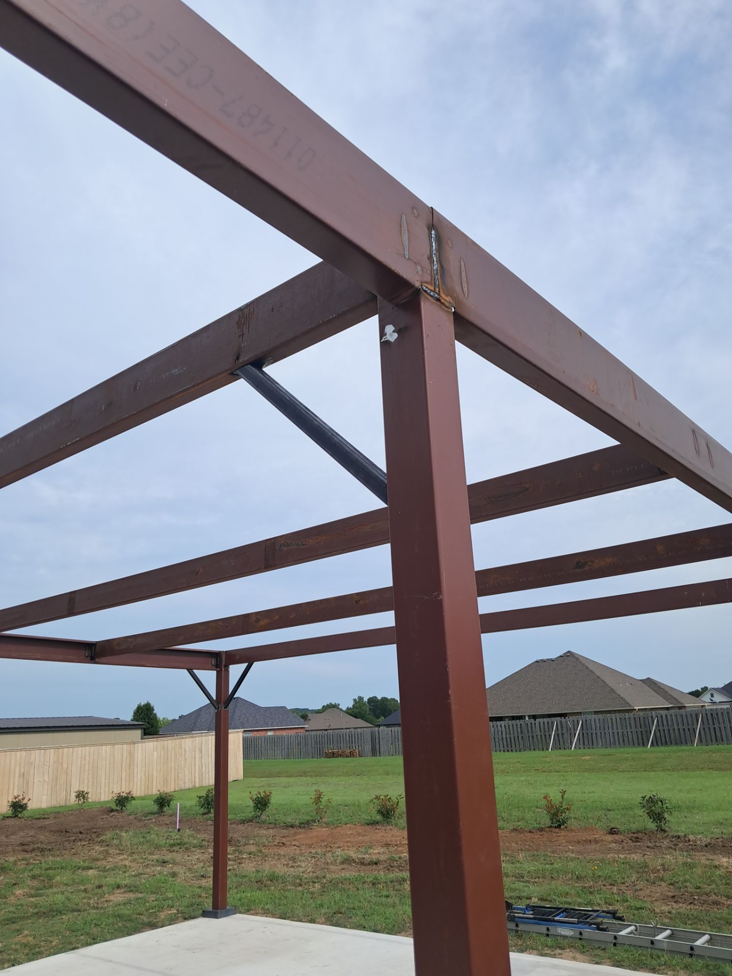 Custom Metal Pergola , Live Fence , Irrigation, Concrete, And Landscape by Clays Services Inc