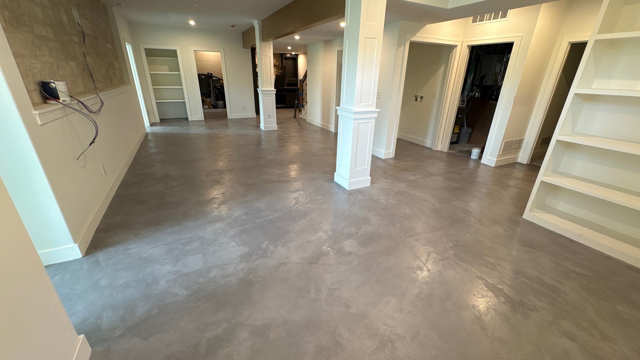 Basement Floor Overlay - Lawrence, KS by Big Red Decorative Concrete, LLC