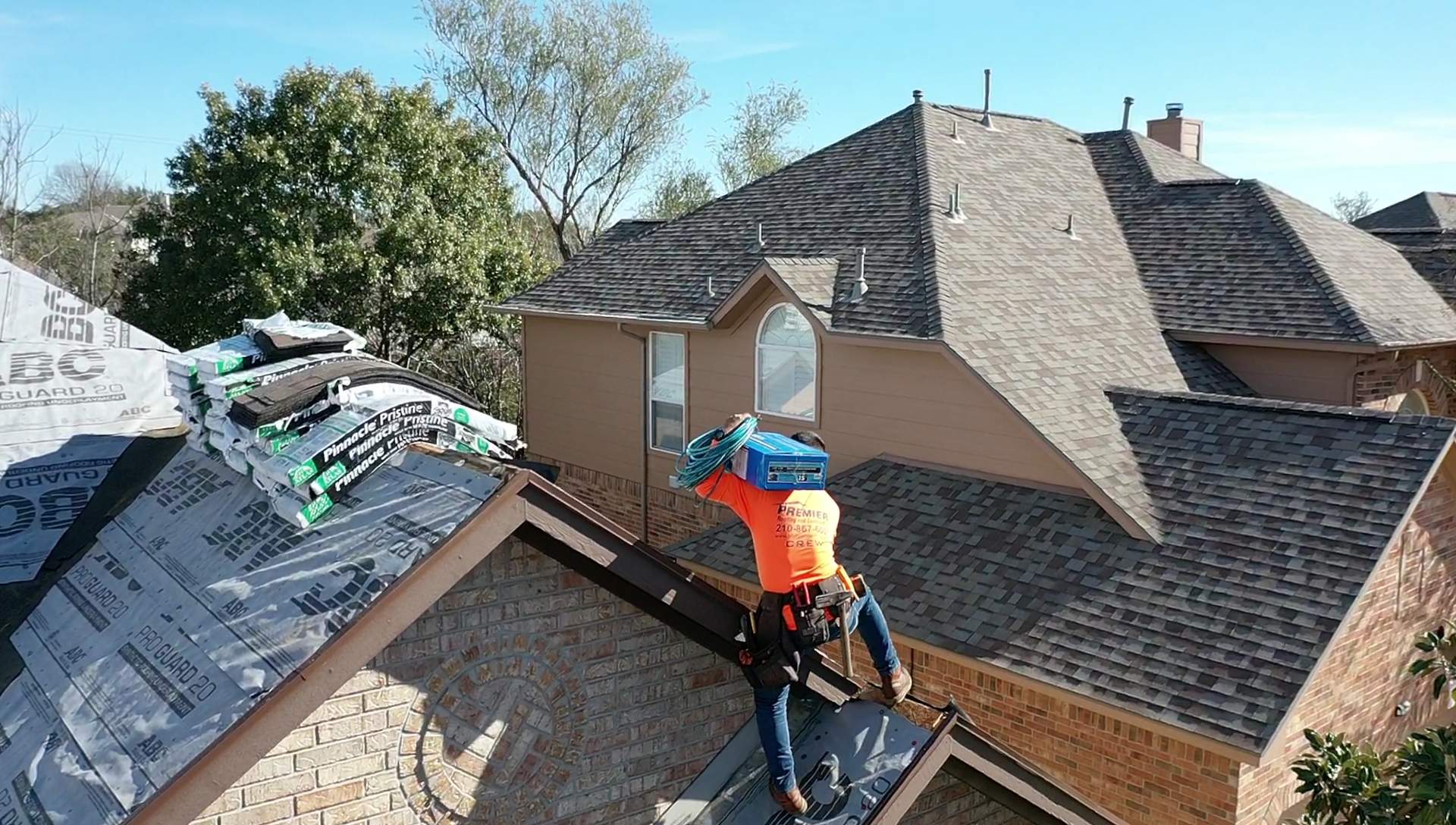 Residential Roof Replacement using Pinnacle Pristine 30 Year Laminate Shingles by Premier Roofing and Contracting
