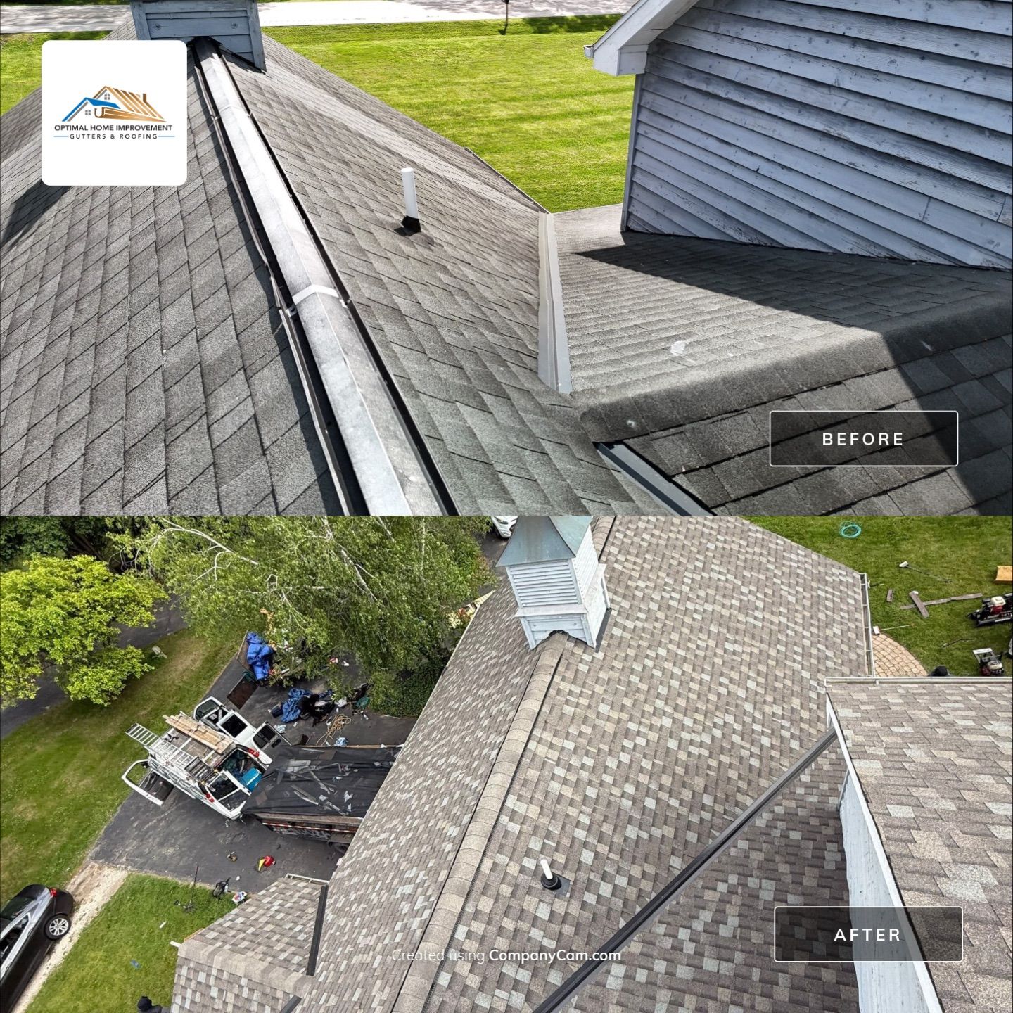 Roofing, copper chimney cap and copper awning by Optimal Home Improvement 
