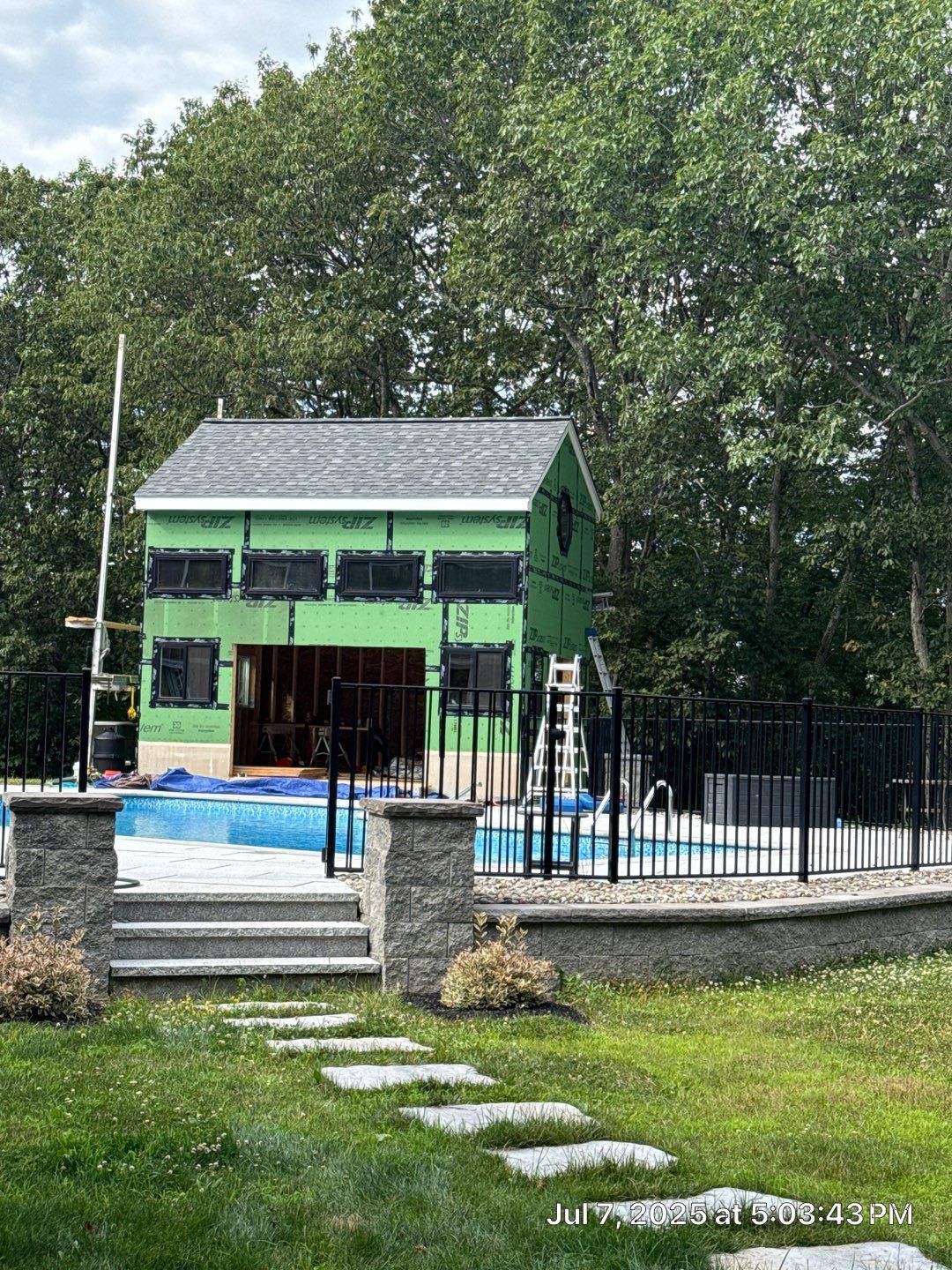 Poolhouse roof, soffits and windows – Windham, NH by Compass exteriors