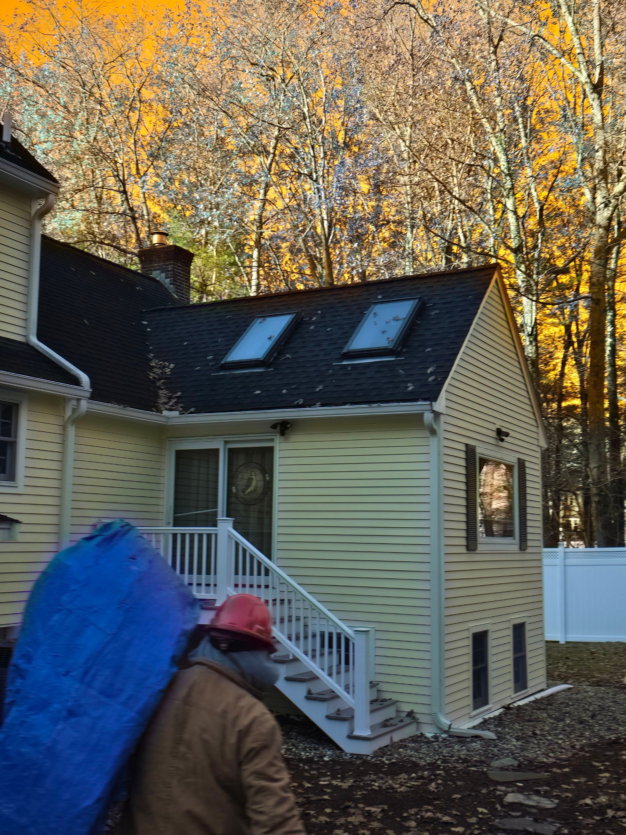 Chelmsford Premium Roof: Onyx Black Shingles with Standing Seam Metal Porch by Mighty Dog Roofing of Greater Middlesex County