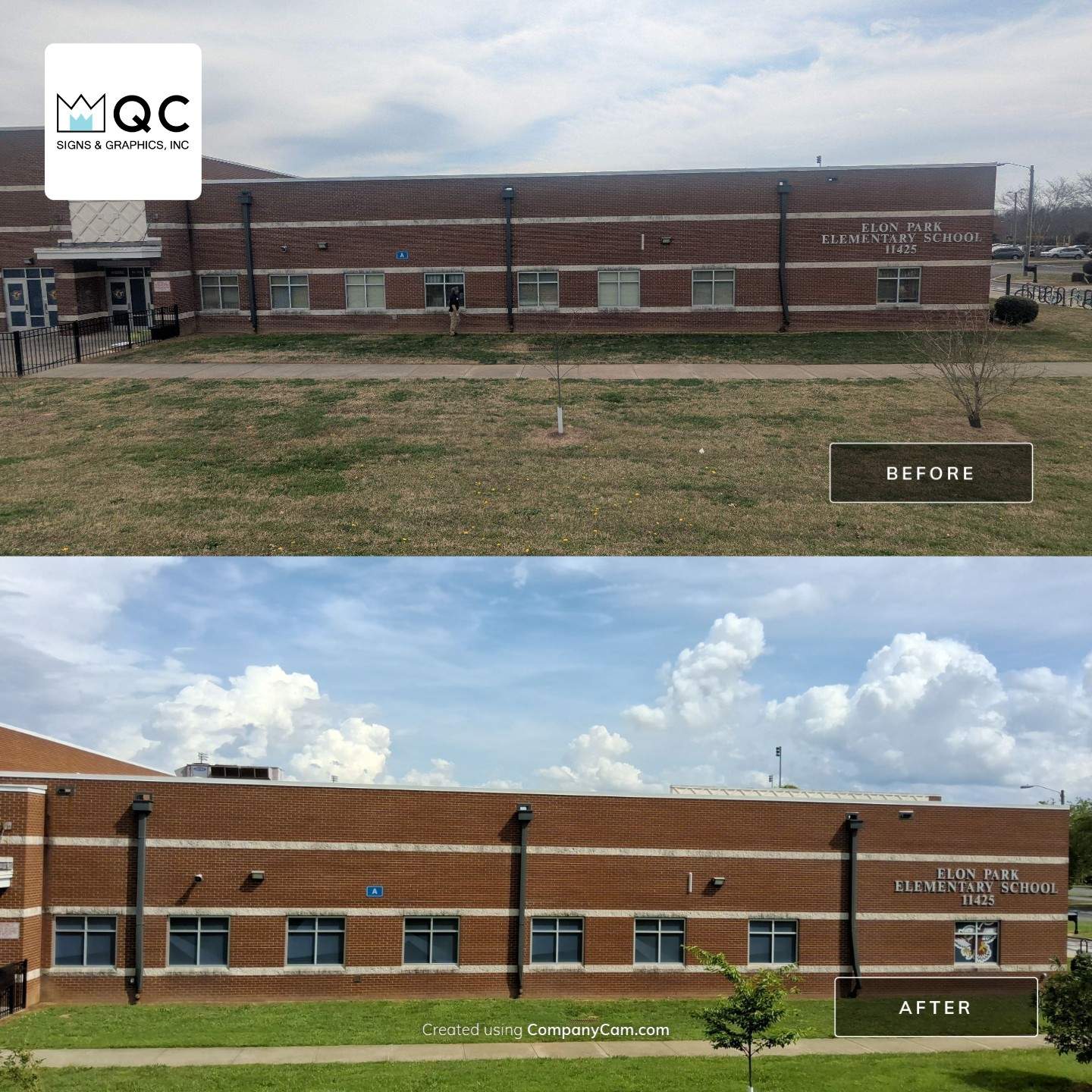 Elon Park Elementary - Window Safety Film Installation with Custom Graphics by QC Signs and Graphics