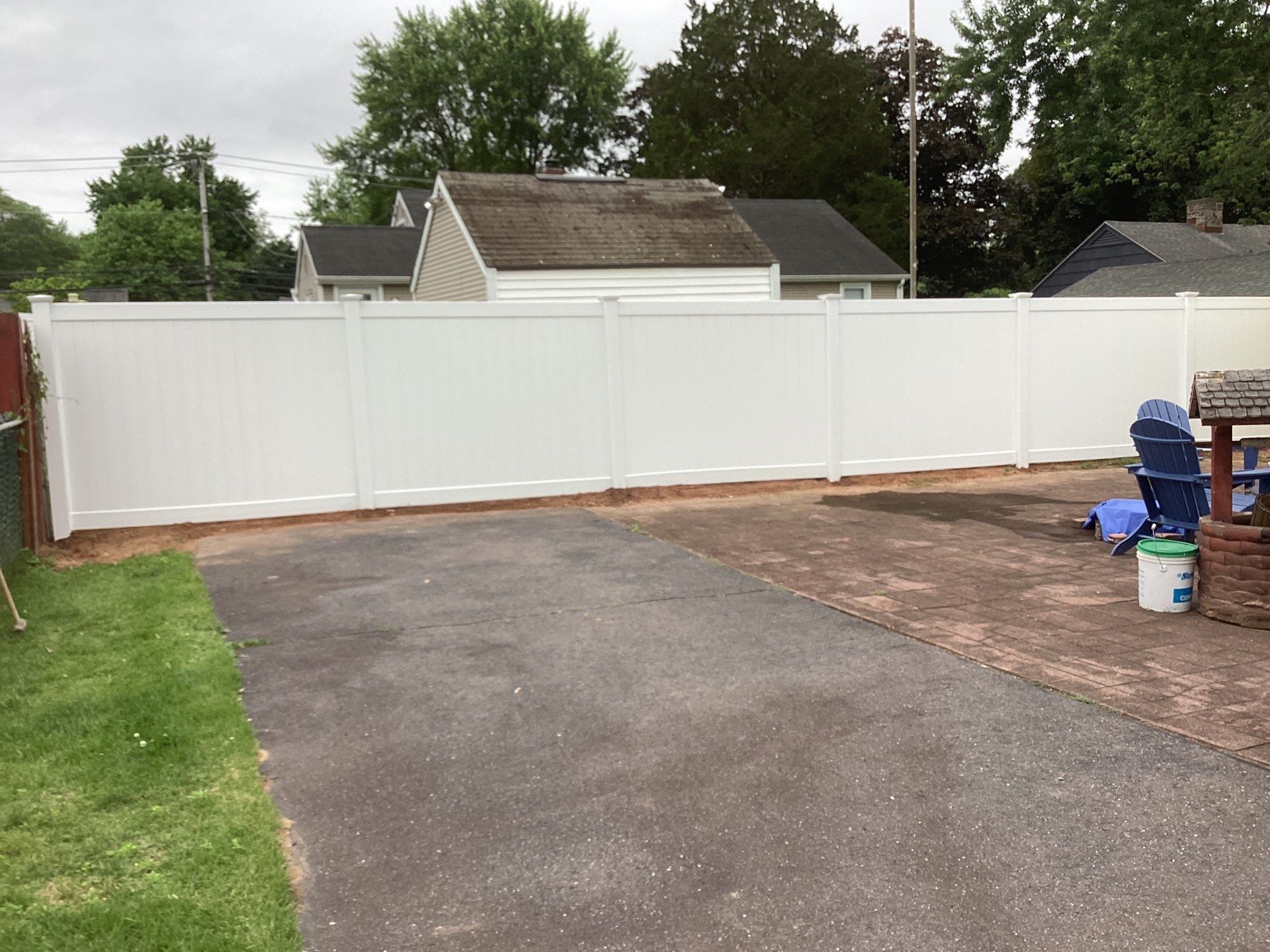 Replacement White Vinyl privacy Fence by DiGiorgi Roofing and Siding Inc