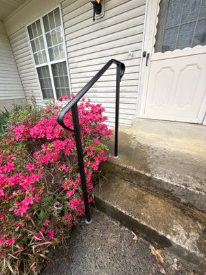 Custom Black Metal Exterior Handrail Installation in Olney