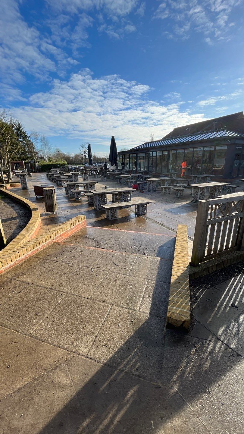 Patio Area Spring Clean using Mosmatic Flat Surface Cleaner by Ges Exterior Cleaning ltd