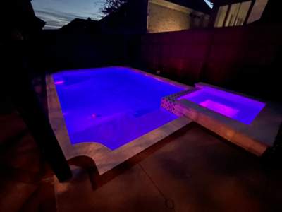 Geometric Pool with Raised Spa and LED Lighting