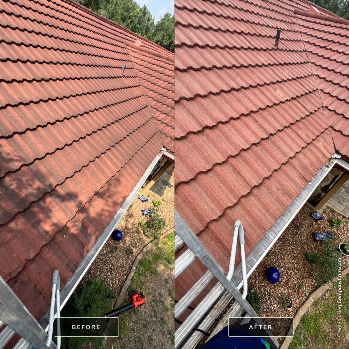 Metal / Tile Roof Wash Project in Boerne by Bright Choice
