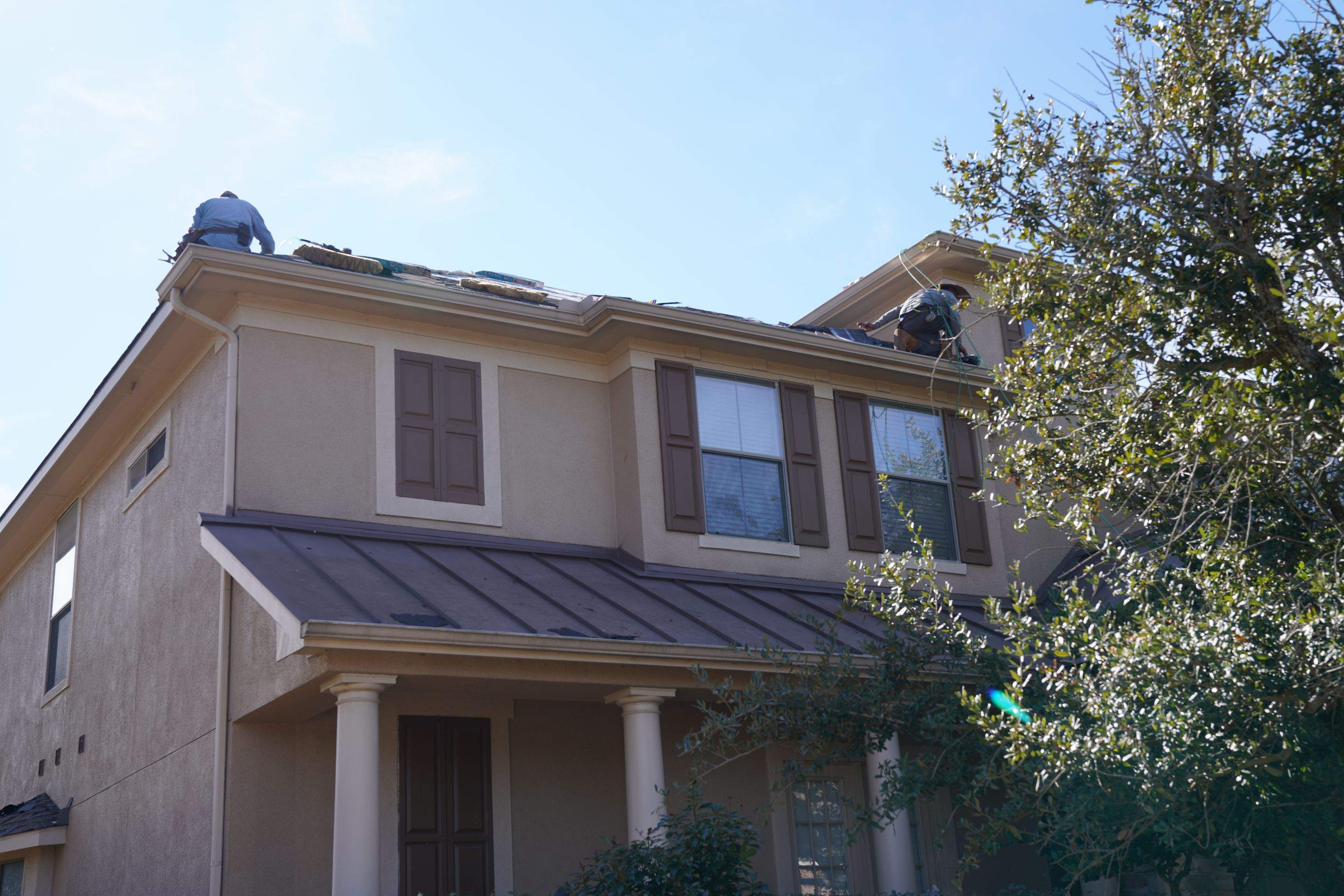 Two-Story Roof Replacement & Chimney Stucco Repair — Houston, TX by PL Roofing & SB Roofing, LLC.