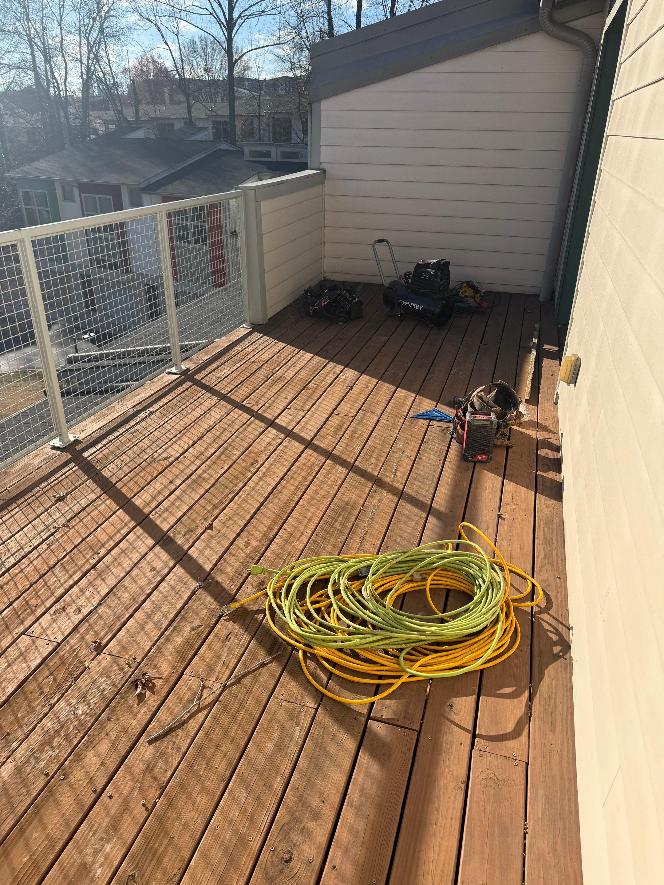 Atlanta Elevated Pressure-Treated Deck Installation With Mesh Railings by Swift Home Renovations 
