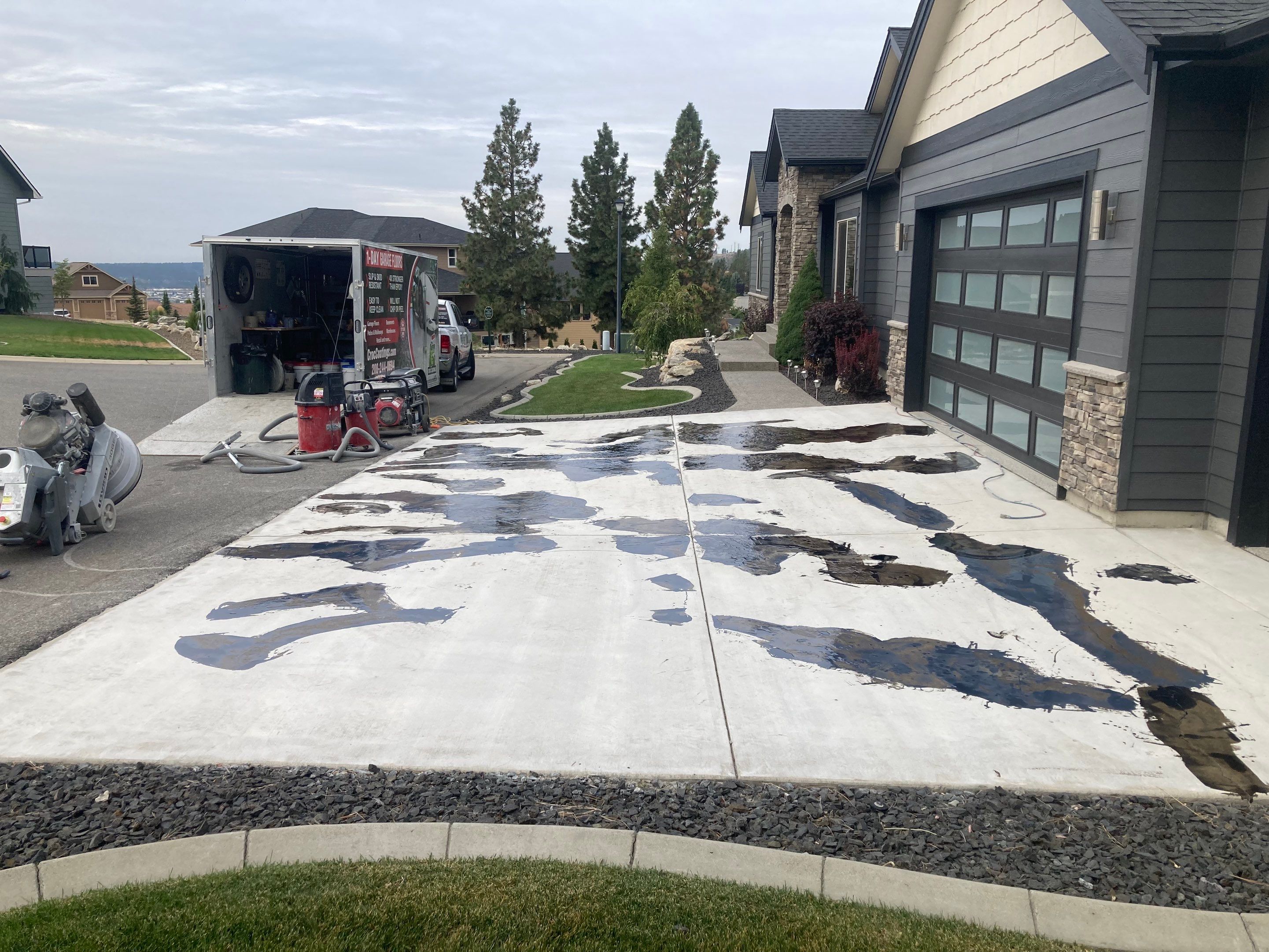 Driveway Transformation using Mediterranean Colorway by Croc Coatings, LLC