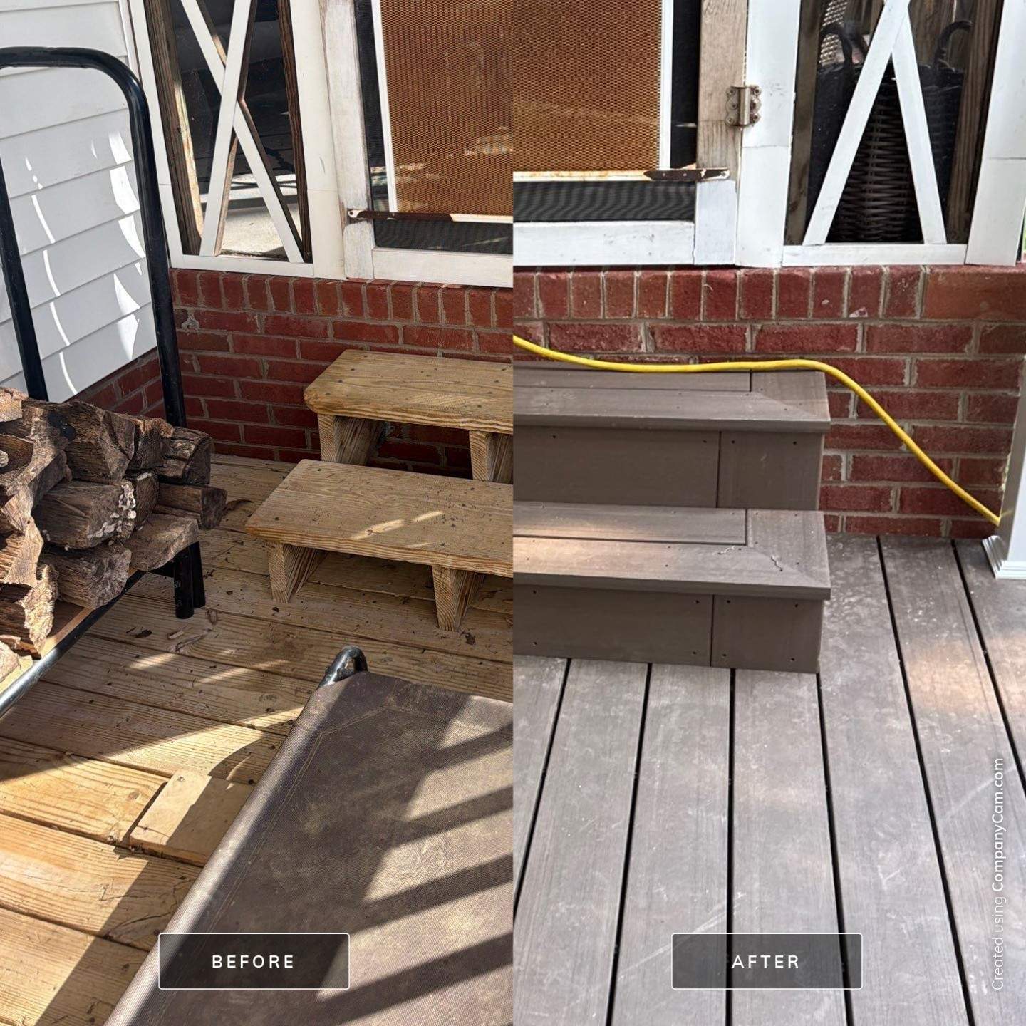 Custom Composite Deck and White Vinyl Railing Installation in Fayetteville by Walnut Hollow Decks & Outdoor Living
