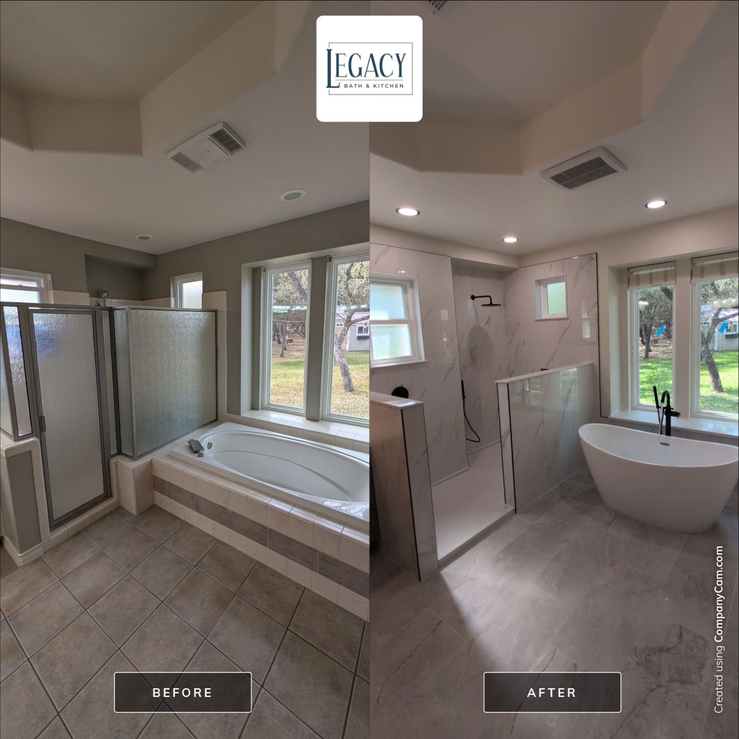 New Braunfels Bathroom Remodel with Freestanding Tub and Expanded Walk-In Shower by Legacy Bath and Kitchen