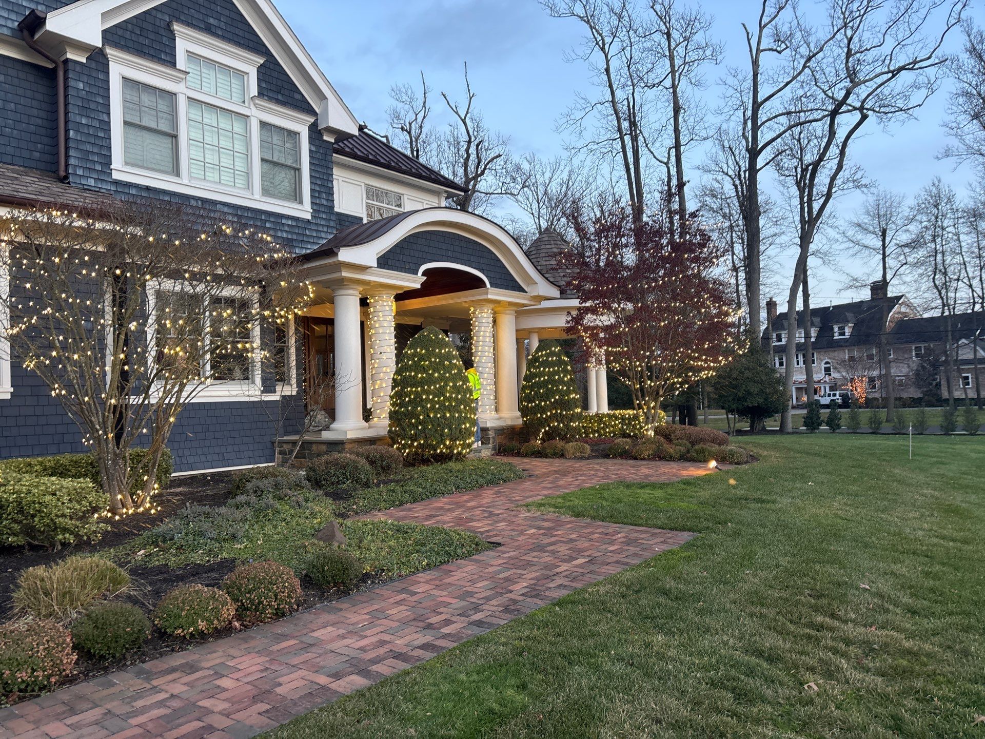 Holiday Lighting Installation in Rumson, NJ by Clearview Washing