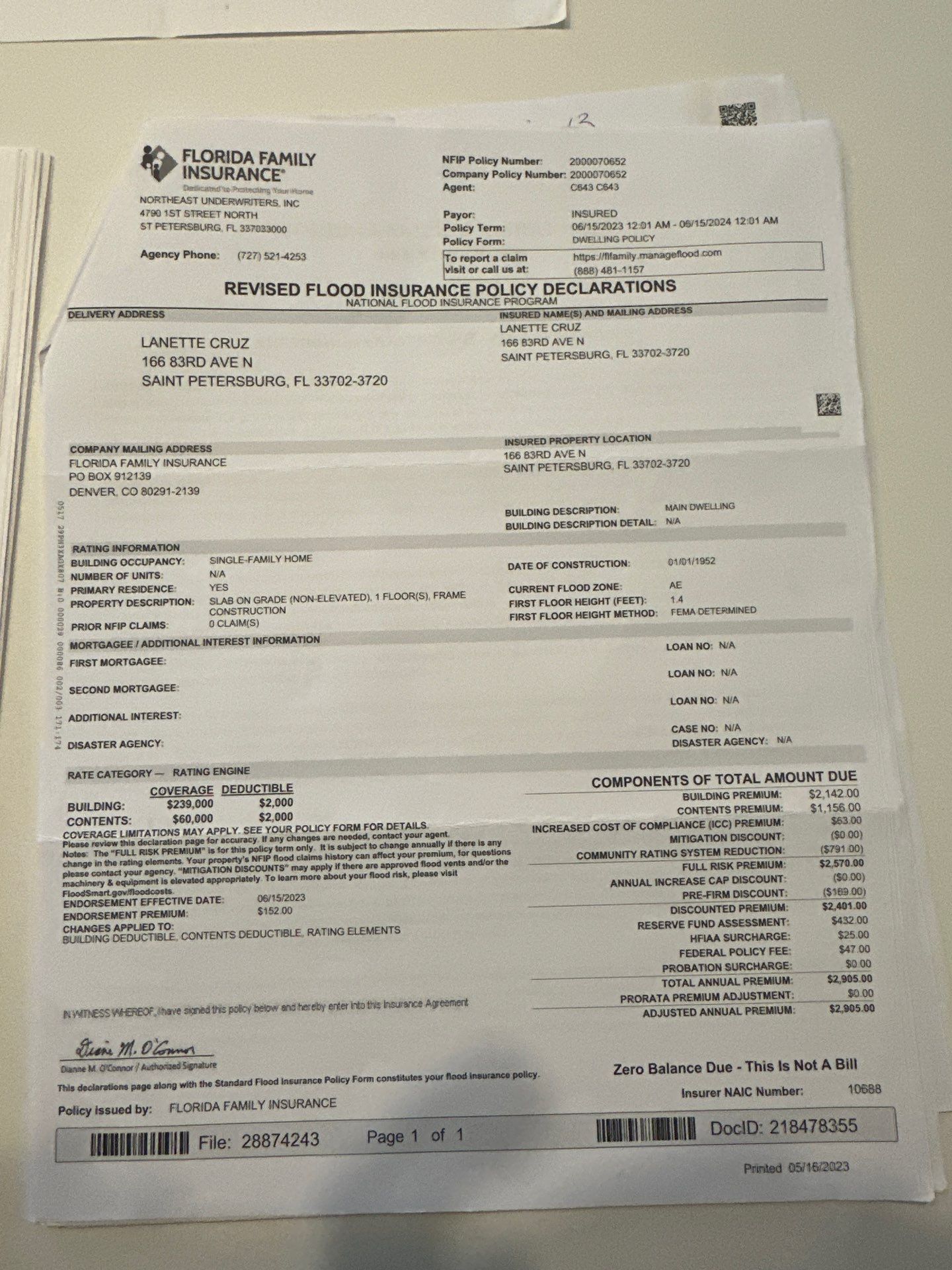 Water Damage Claim in St. Petersburg by FLAPA & KeyStone