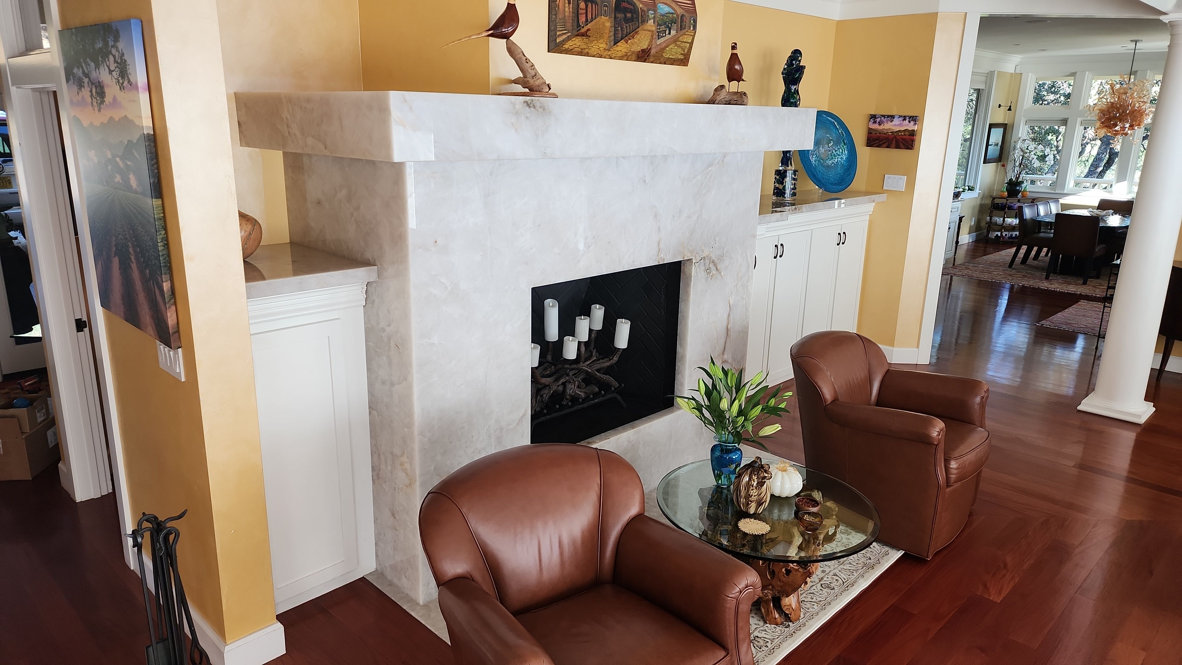 Backlit Stone On A Fireplace  by S.Y. Electric Inc.