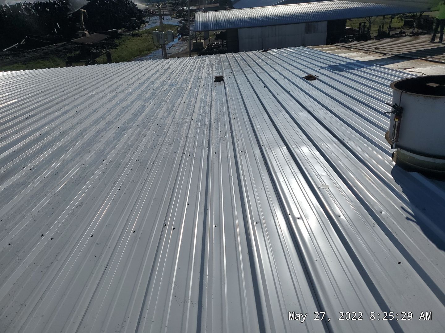 Commercial Roofing Installation using Aluminum Roofing panels by Hostetler Roofing