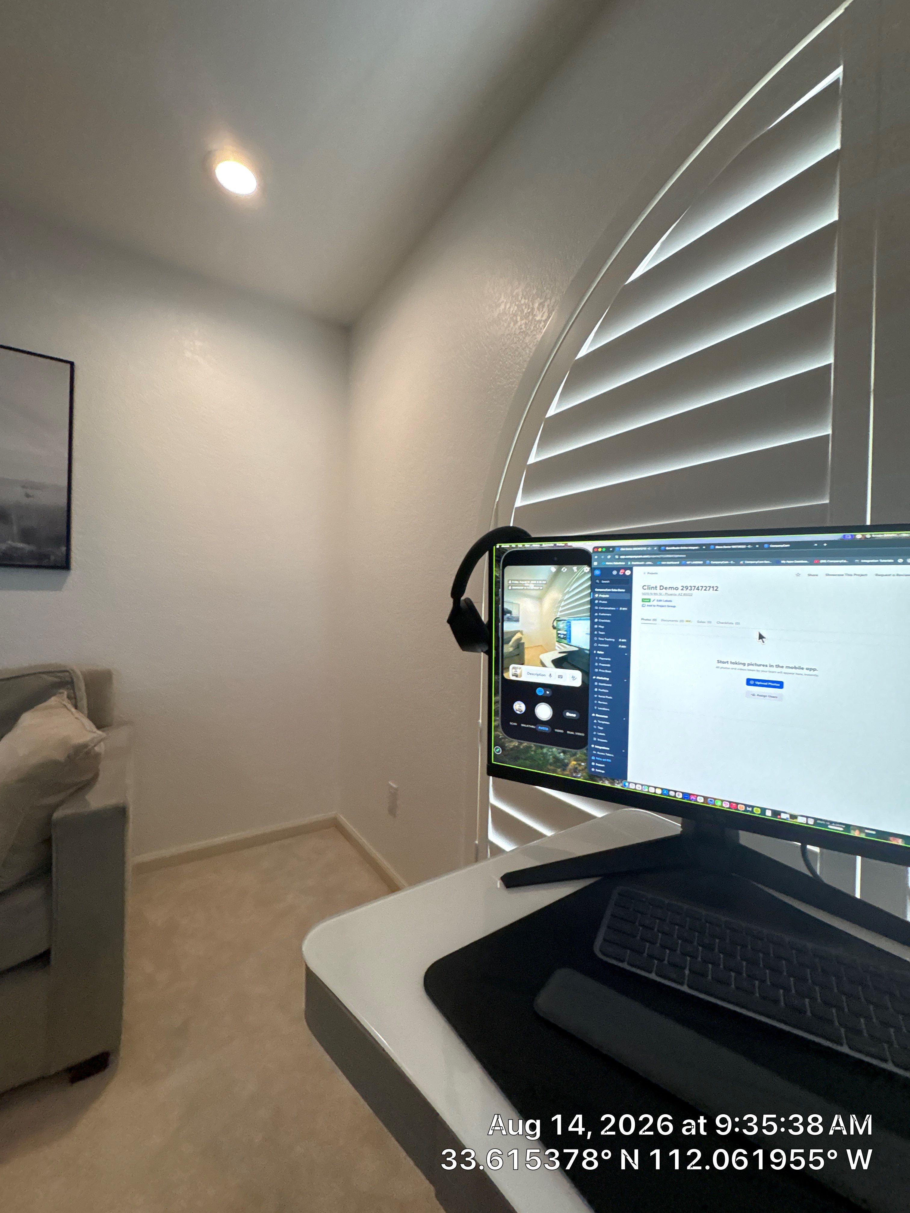 Custom Home Office and Media Wall Installation in Phoenix by CompanyCam Sales Demo