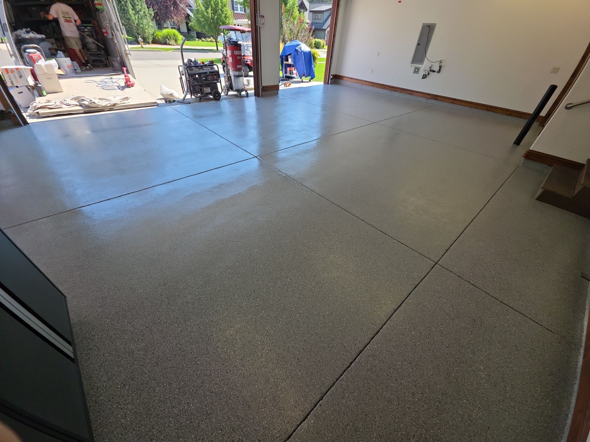 Garage Transformation using Battleship Hybrid by Croc Coatings, LLC
