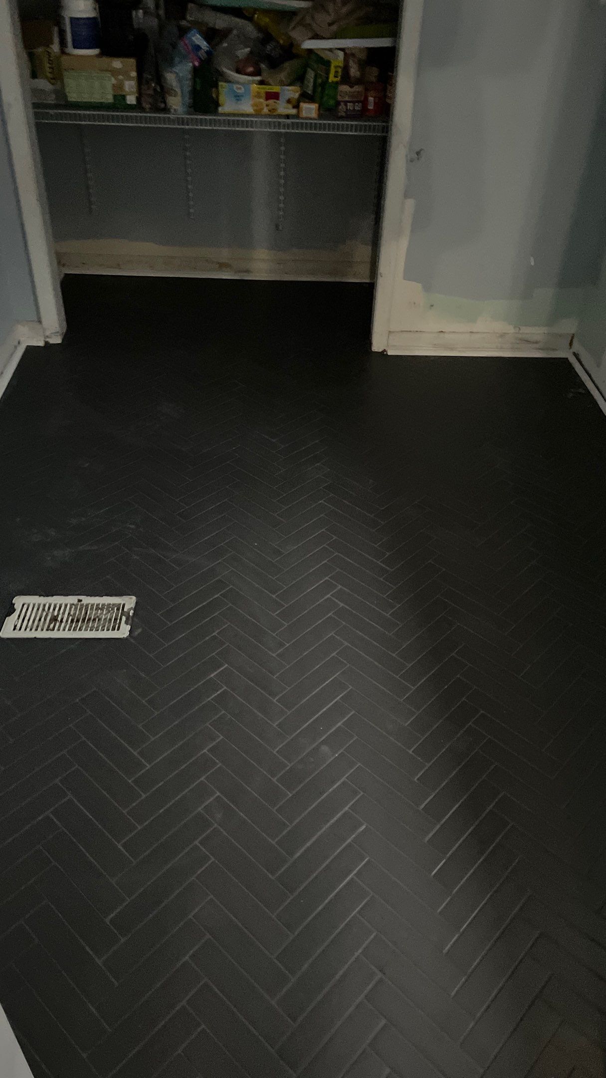 Kitchen Backsplash and Herringbone Tile Floor Remodel by Footprints Floors of Coastal Carolina