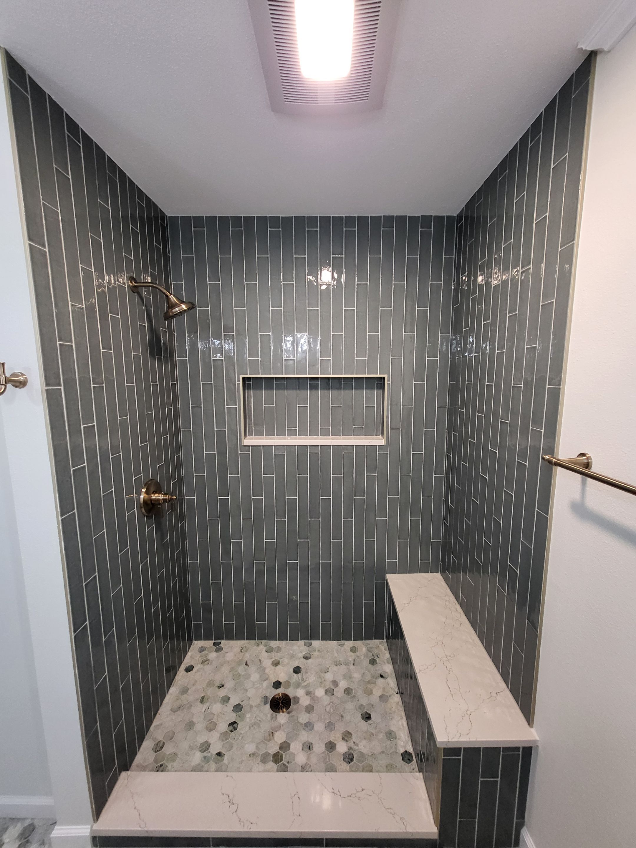 Northwood Bathroom Remodel with Vertical Stack Tile Shower by Legacy Bath and Kitchen