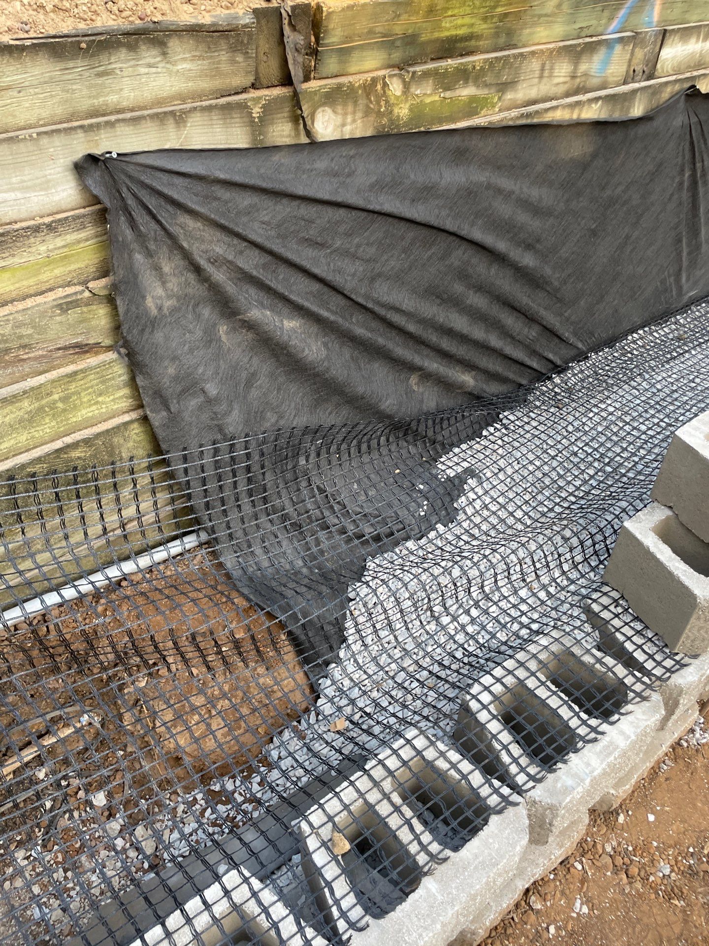In Progress Retaining Wall Project by Peterson’s