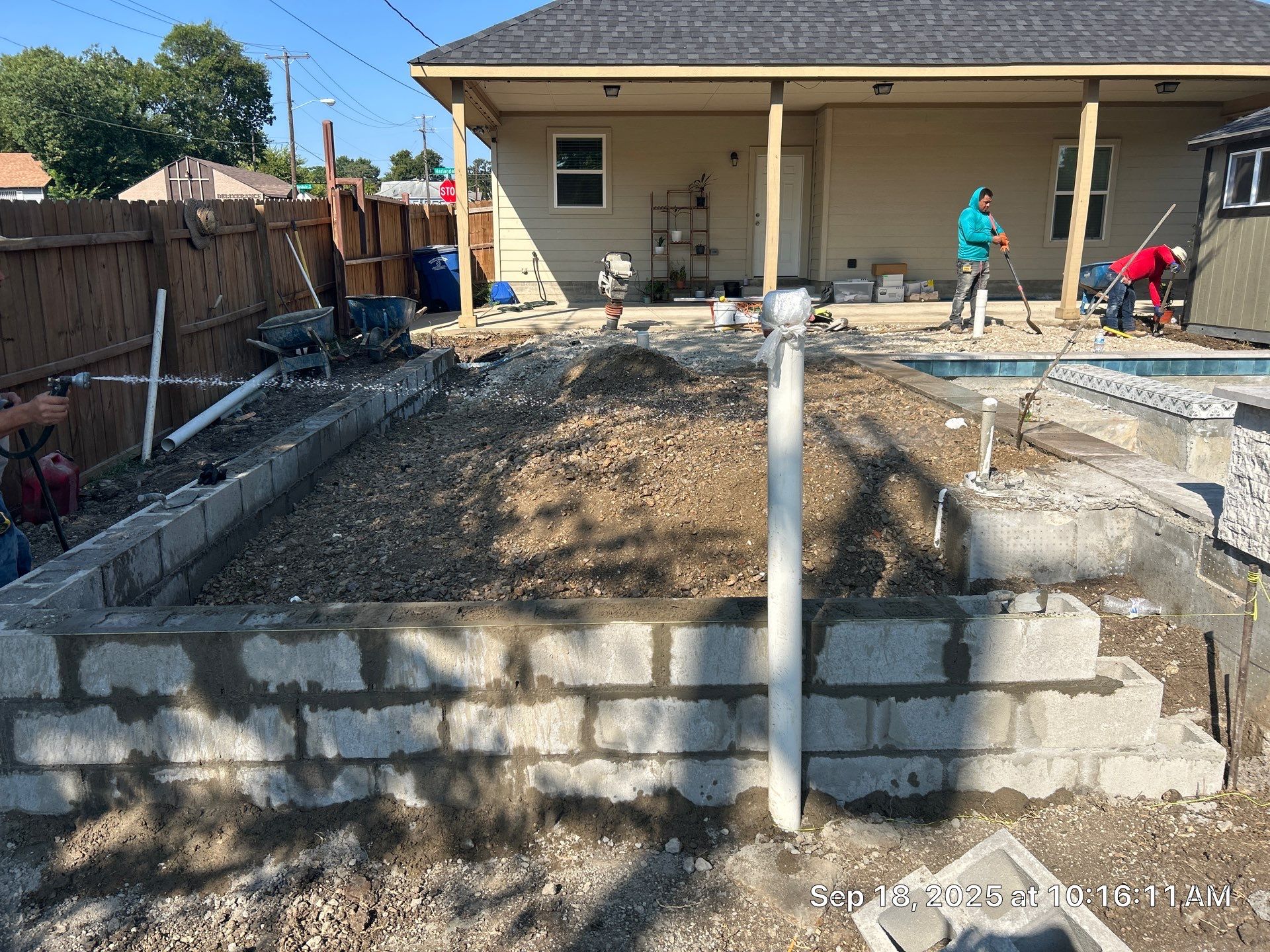 Geometric Pool and Spa with Designer Tile Wall by Pinnacle Pools and Spas - DFW