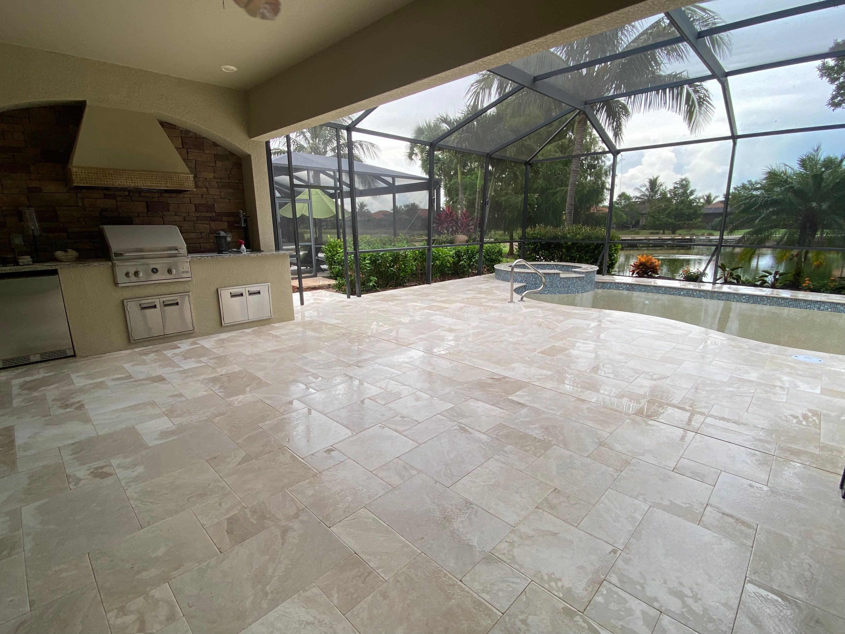 Textured Marble Pool Deck - Bonita National Golf & Country Club by Old Town Pavers Llc
