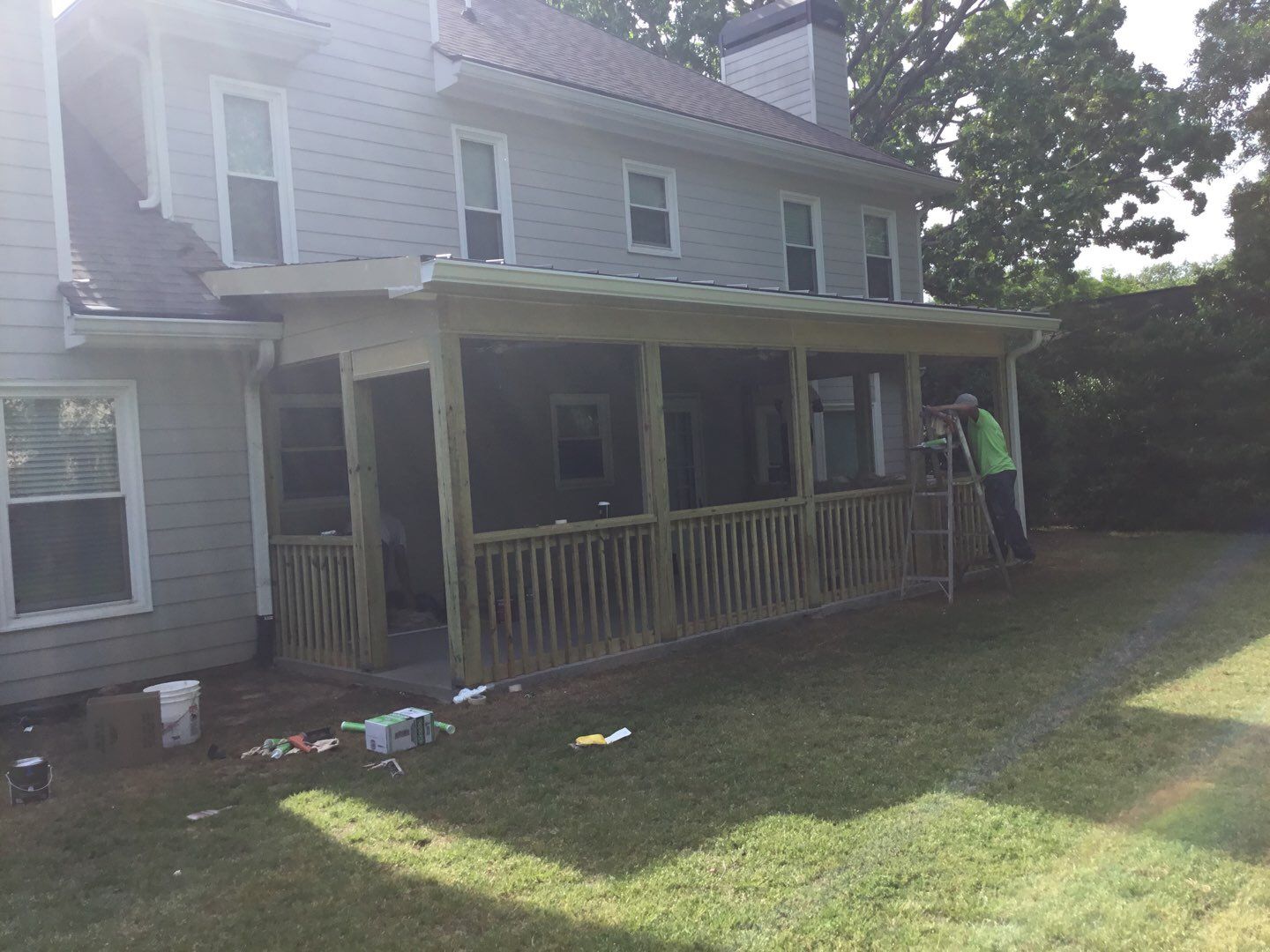 Custom Screened Porch With Tongue and Groove Ceiling in Alpharetta by Swift Home Renovations