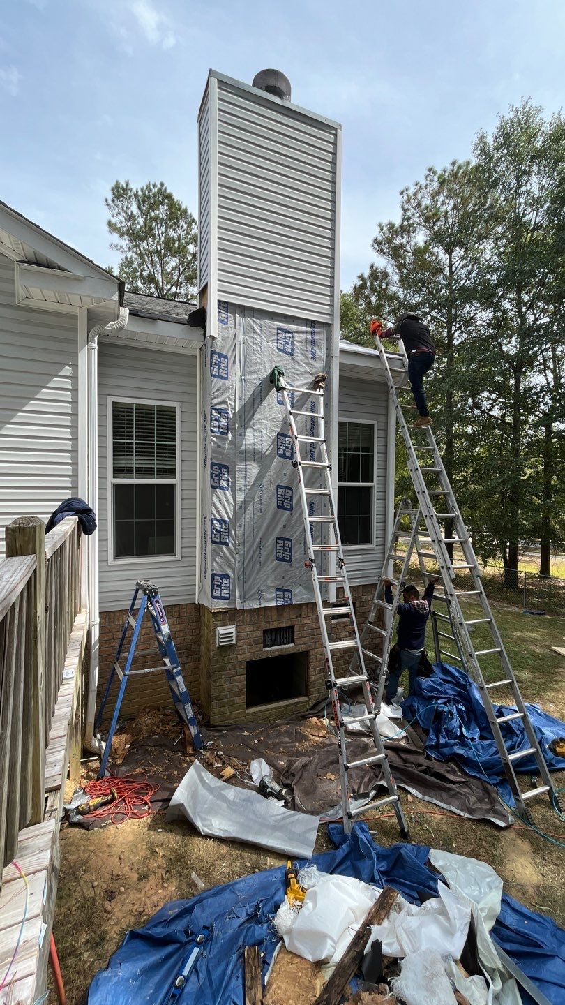 Roof Repair and Chimney Framing Repair by Midlands Roofing & Exteriors