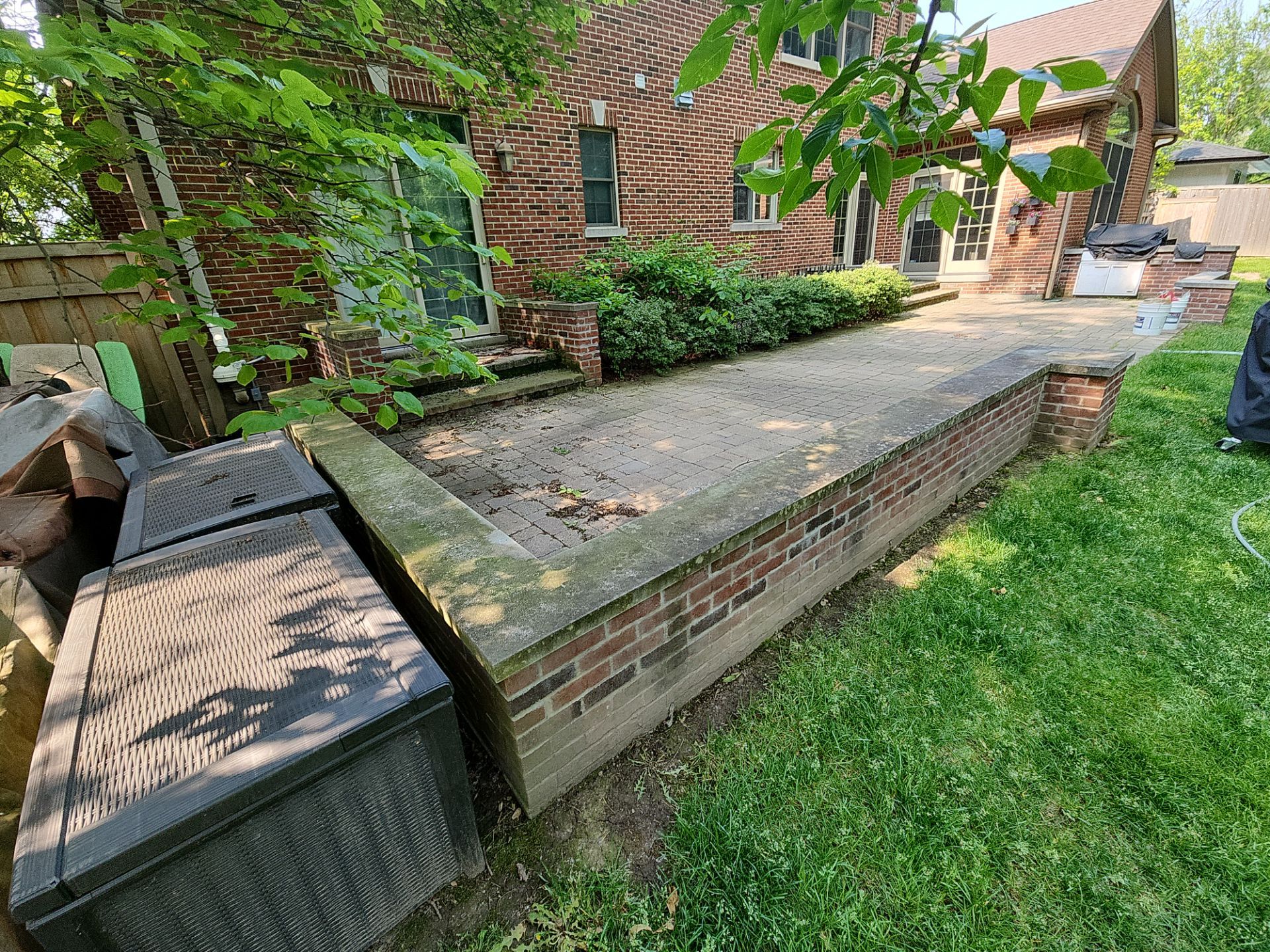 Brick paver repair, clean, seal and poly sanding by Northern Power Washing LLC.