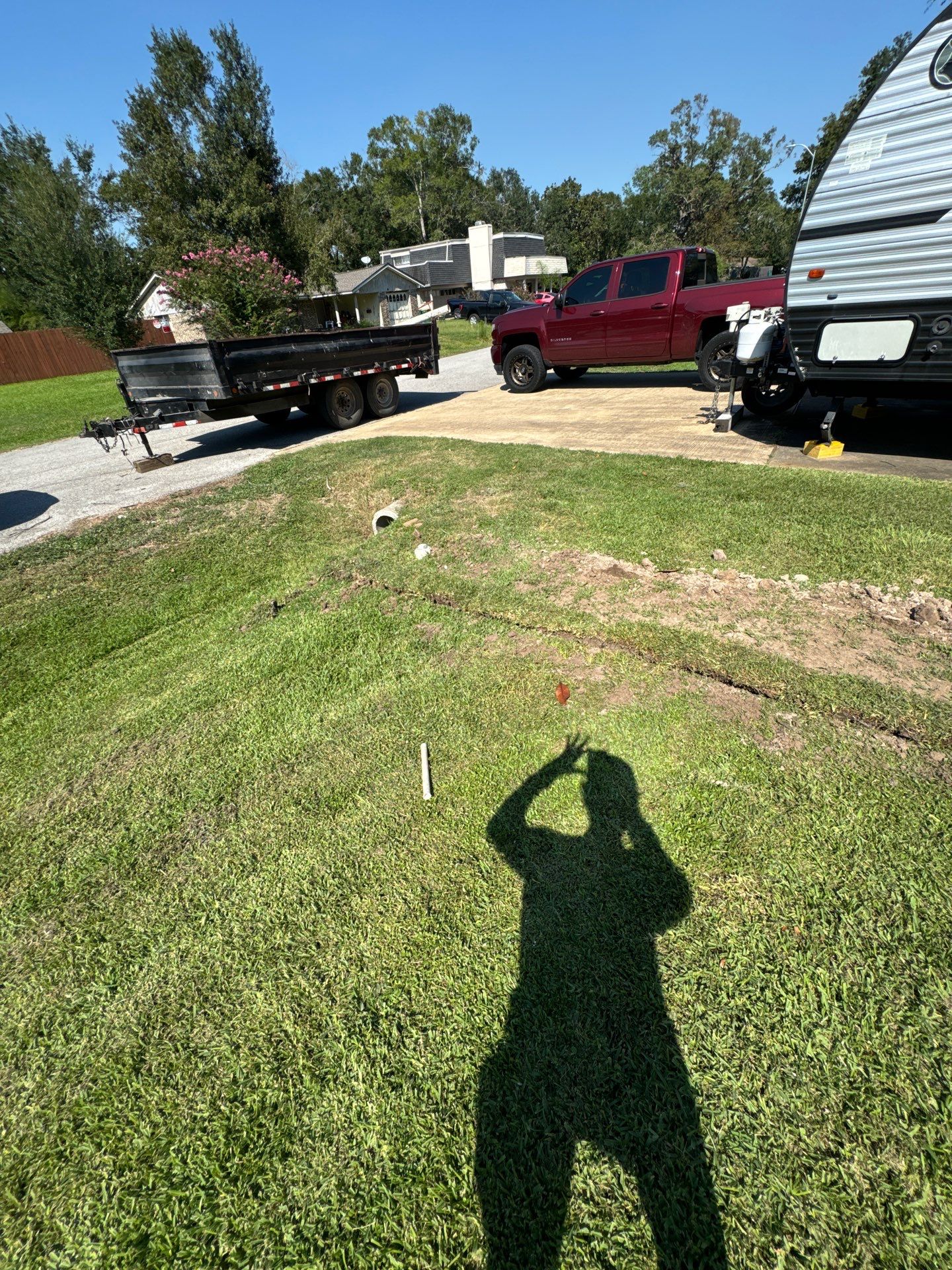 🌿 Rodney – Full Gutters, Drainage System, Flagstone Patio & Pergola  Alejandro and the Texas Urban Elements Team recently completed a multi-solution project for Rodney’s home, blending function with design.  ✅ Seamless Gutters We installed a complete 6” seamless gutter system around the home to properly redirect rainwater away from the foundation, protecting siding, paint, and landscaping while boosting curb appeal.  ✅ Drainage System A new PVC storm drainage system was integrated into the gutters and extended to carry roof runoff away from the house. This ensures water won’t pool near the foundation or the new patio area.  ✅ Flagstone Patio Ground We prepped, leveled, and installed a custom flagstone patio for Rodney—delivering both beauty and durability, creating a natural, timeless look that ties perfectly into the yard.  ✅ Pergola Addition To conclude, our framing team constructed a small pergola extension, providing Rodney’s patio with a shaded retreat for family and friends to enjoy.  ✨ Result: A fully protected and enhanced outdoor living space where drainage, stonework, and structure all work together for long-lasting performance and comfort.  📢 At Texas Urban Elements, we specialize in building solutions that protect homes while creating beautiful outdoor environments. by Texas Urban Elements