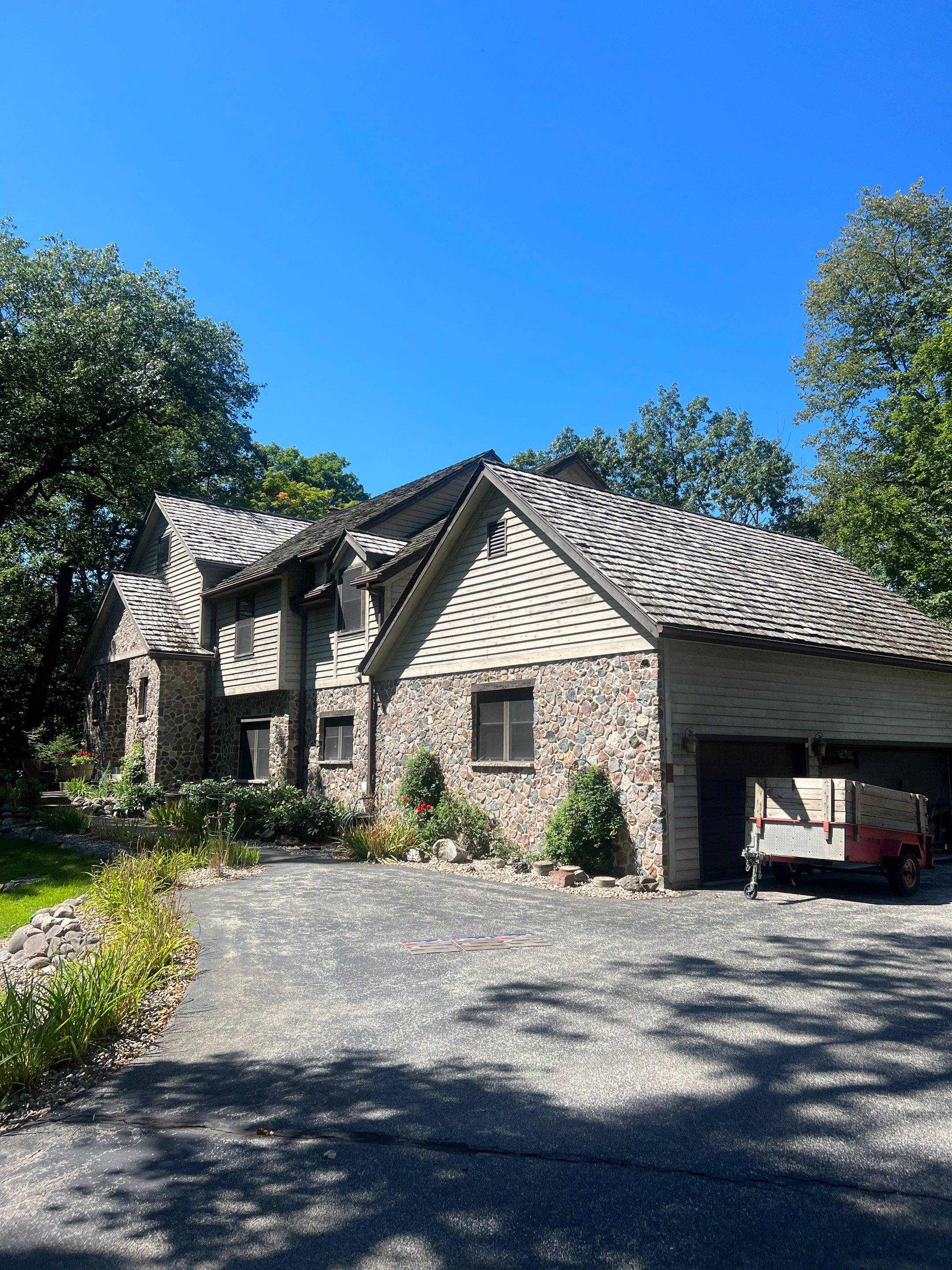 Roof Installation on Home, Garages, and Gazebo with GAF HDZ Shingles in Cedarburg, WI by Gellings Roofing and Siding LLC