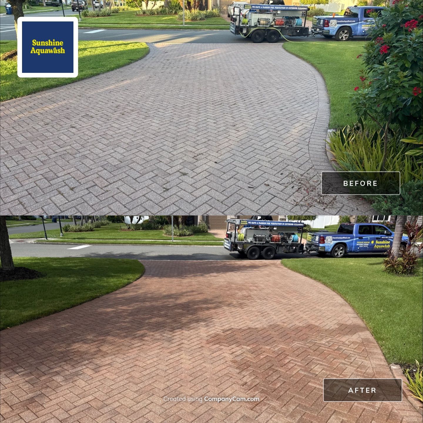 Paver Driveway & Sidewalk Cleaning – Oakleaf Hammock, Ellenton, FL by Sunshine AquaWash
