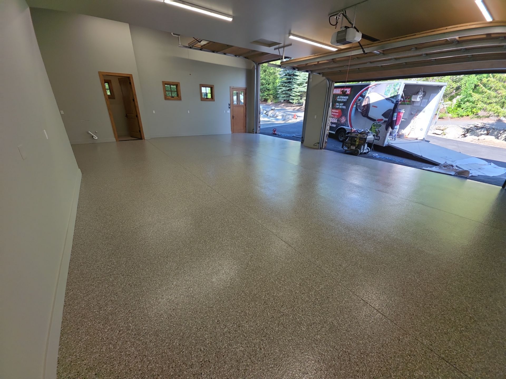 Garage Transformation using Pebble Beach by Croc Coatings, LLC