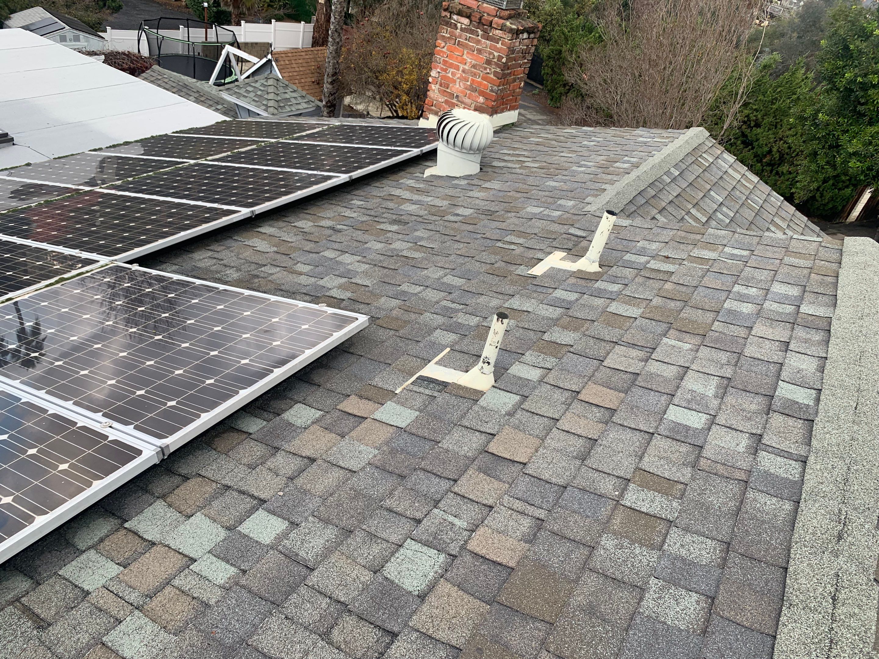 Escondido Shingle Roof Replacement After Solar Stanchion Leak Damage by Zenith Roofing Services
