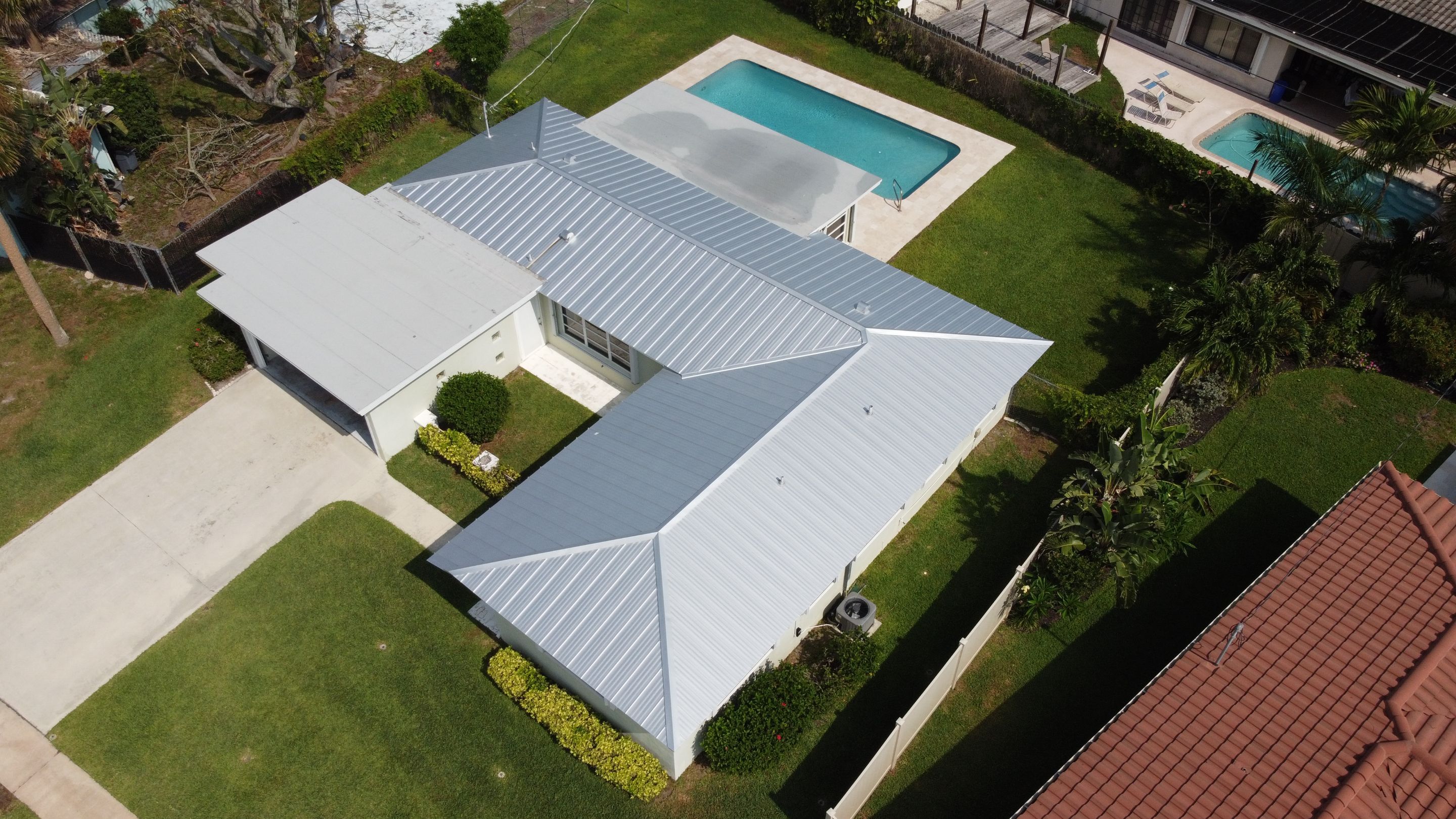 Residential Roofing Installation using 1" Nail strip metal roof by BLUES BROTHERS ROOFING